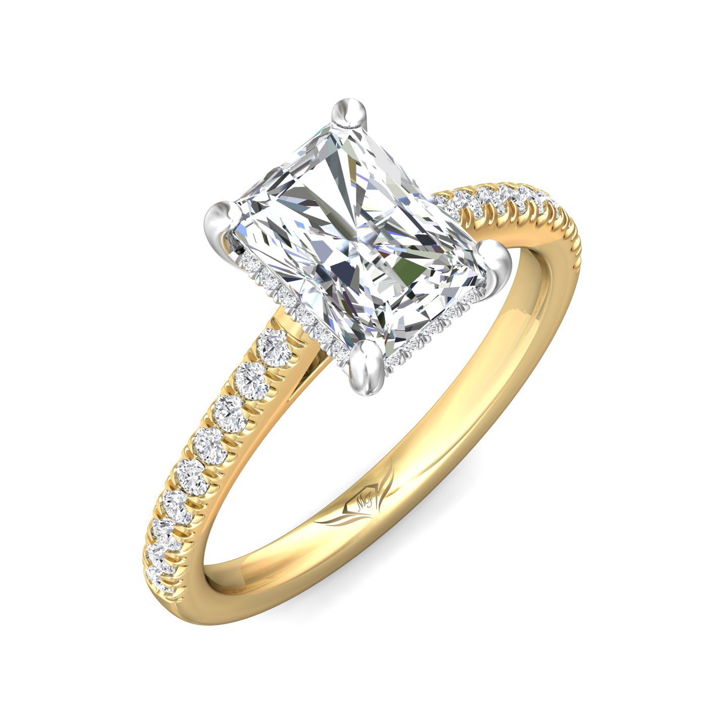 14K Yellow and White Gold Radiant Diamond Engagement Ring