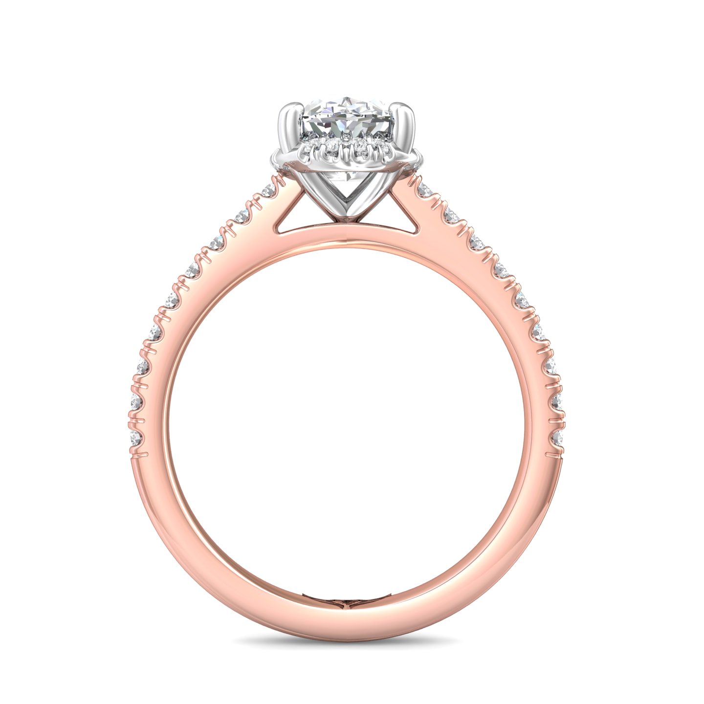 14K Rose and White Gold Oval Diamond Engagement Ring