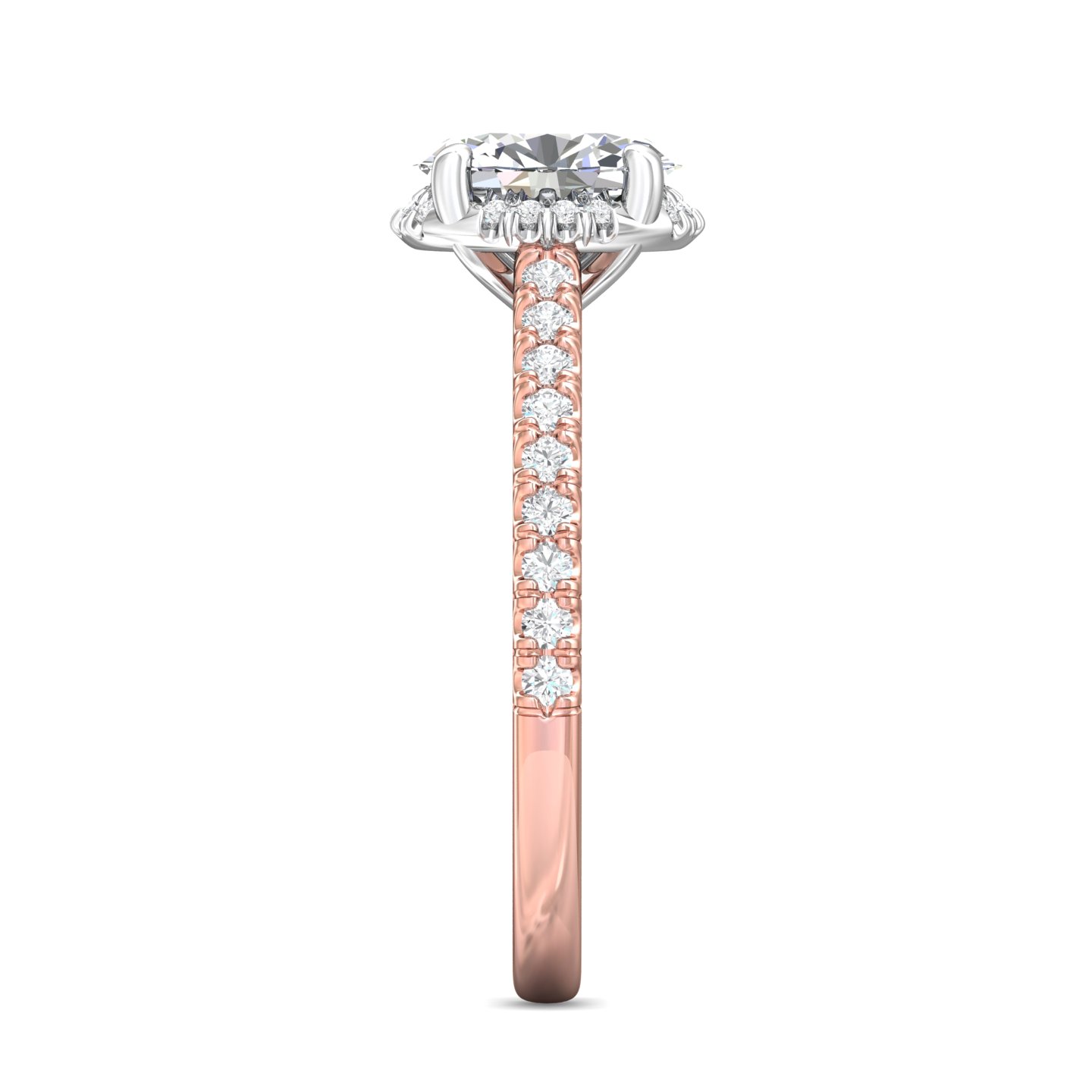 14K Rose and White Gold Oval Diamond Engagement Ring