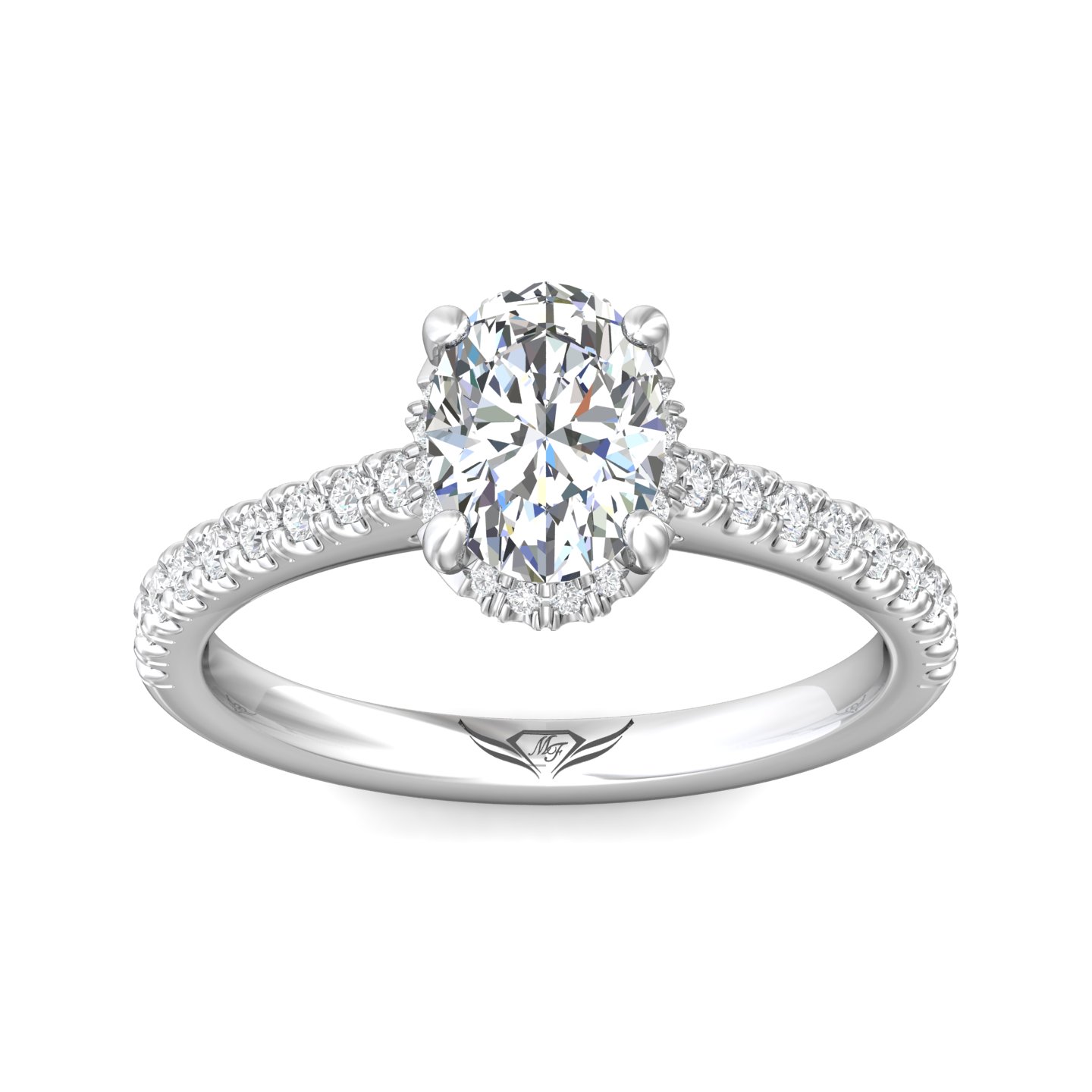 18K White Gold Oval Diamond Engagement Ring