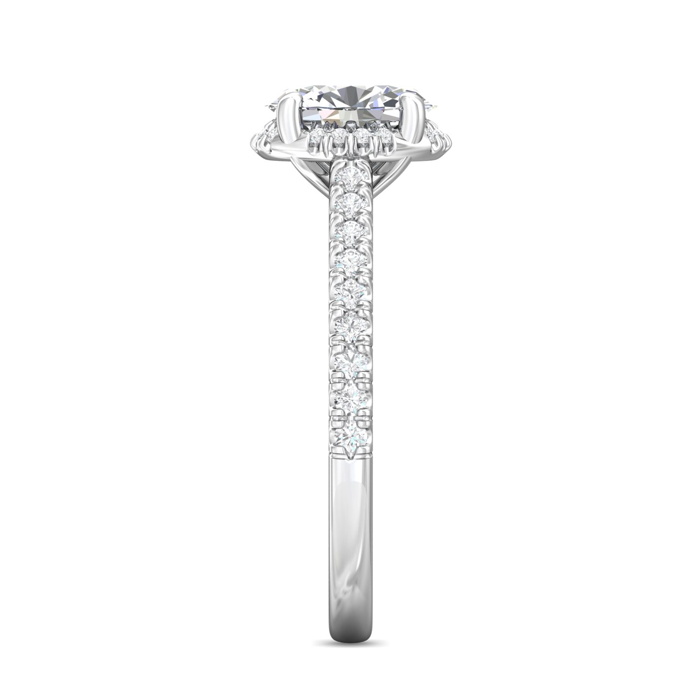 18K White Gold Oval Diamond Engagement Ring