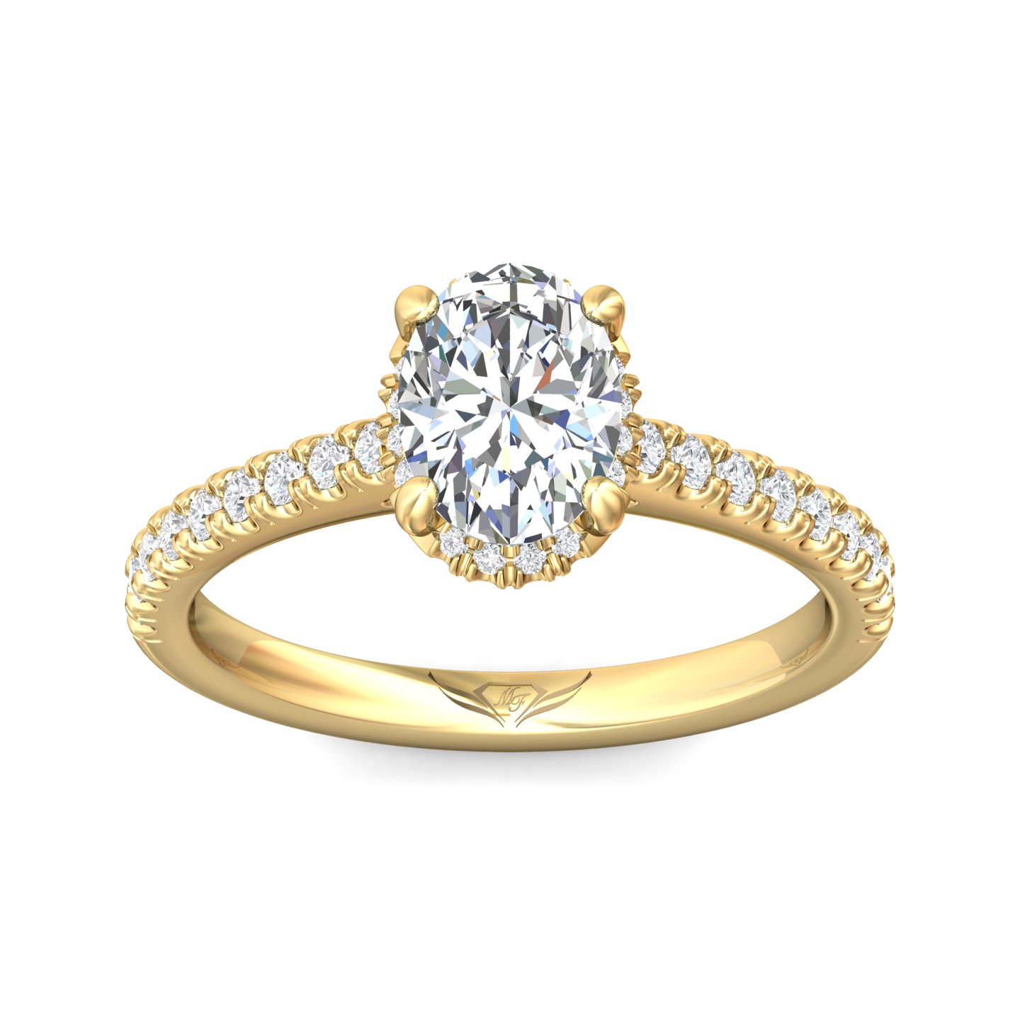 14K Yellow Gold Oval Diamond Engagement Ring