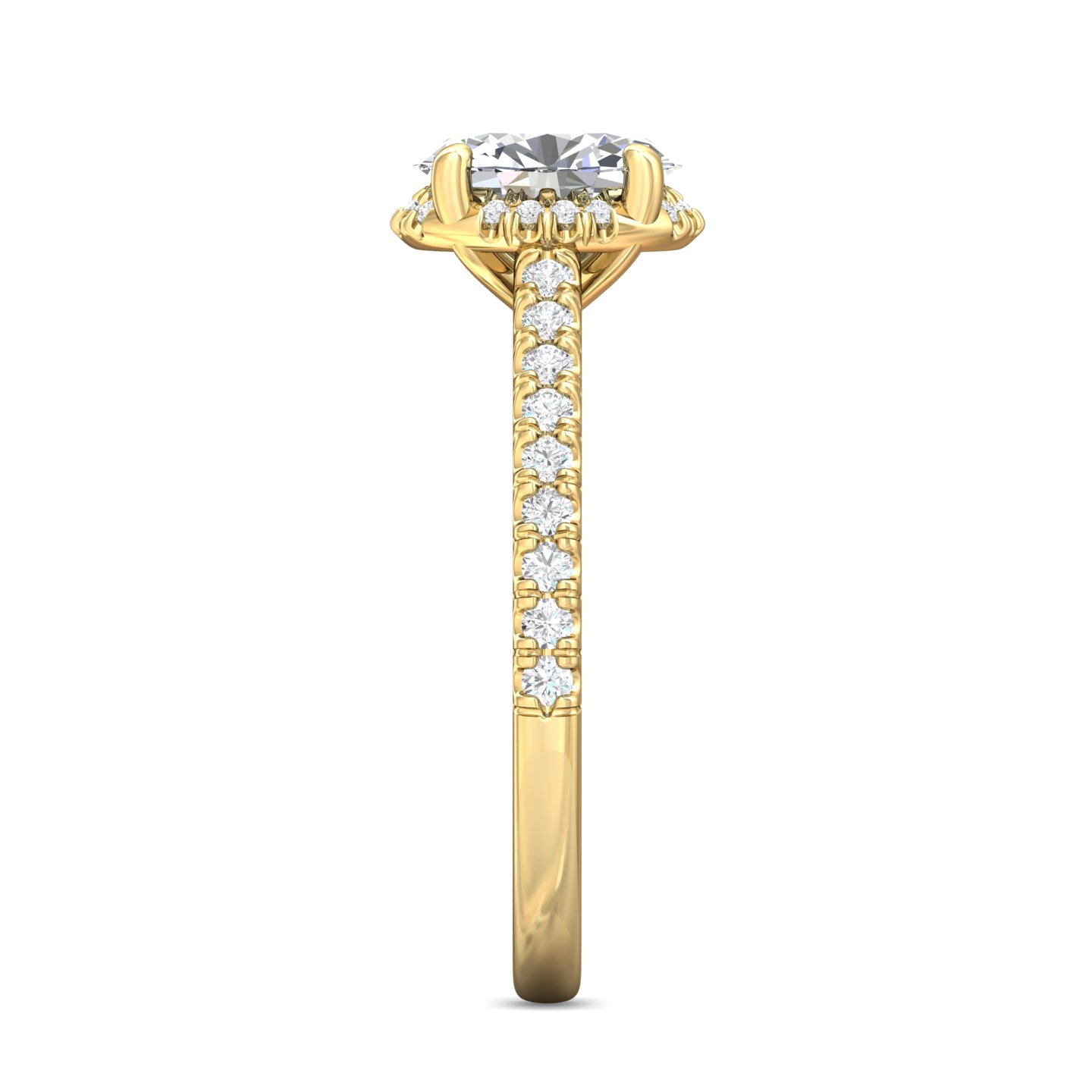 14K Yellow Gold Oval Diamond Engagement Ring
