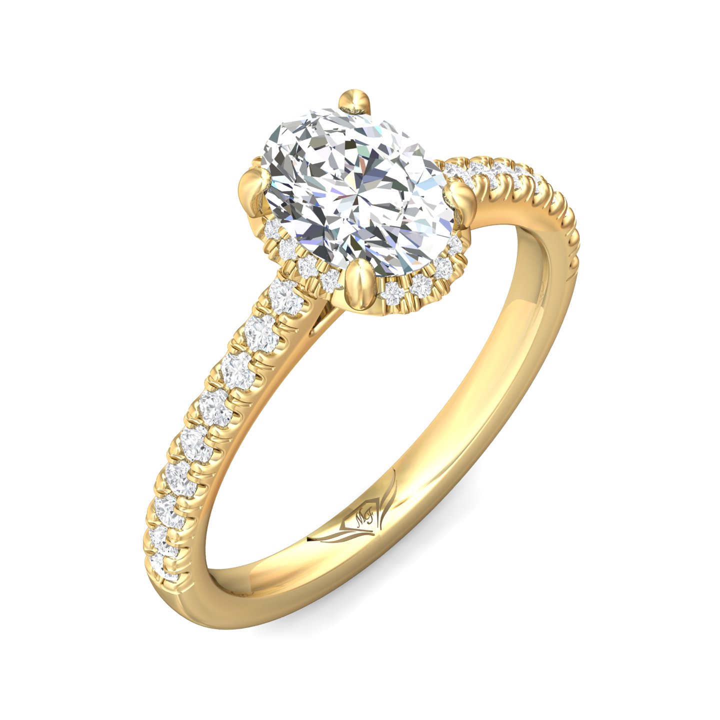 14K Yellow Gold Oval Diamond Engagement Ring
