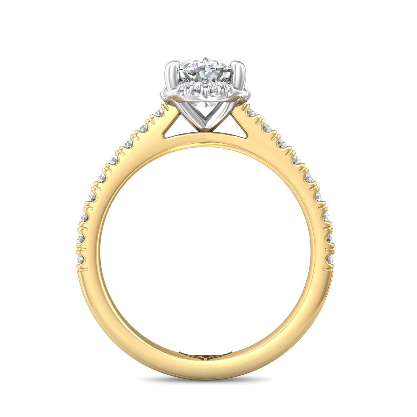 14K Yellow and White Gold Oval Diamond Engagement Ring