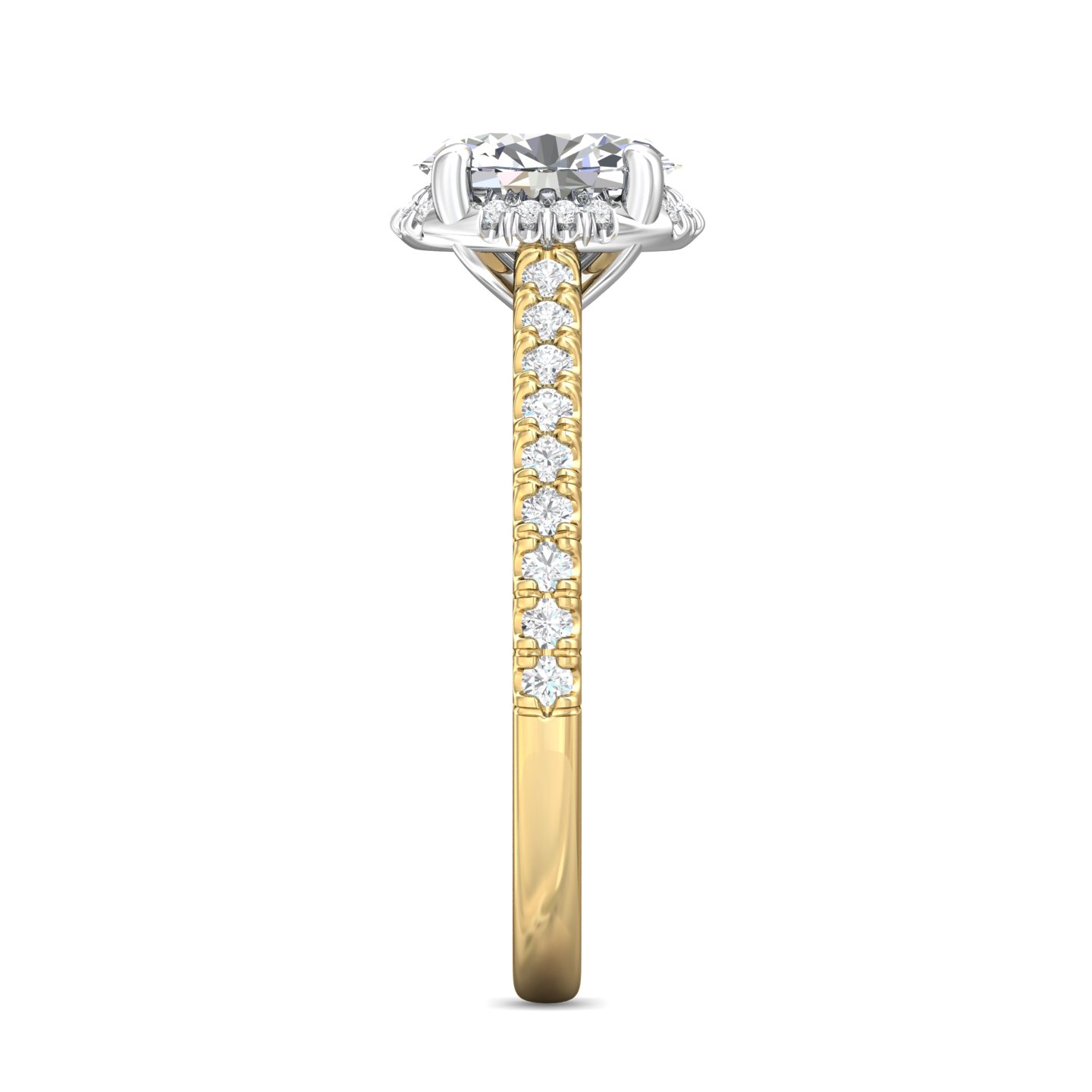 14K Yellow and White Gold Oval Diamond Engagement Ring