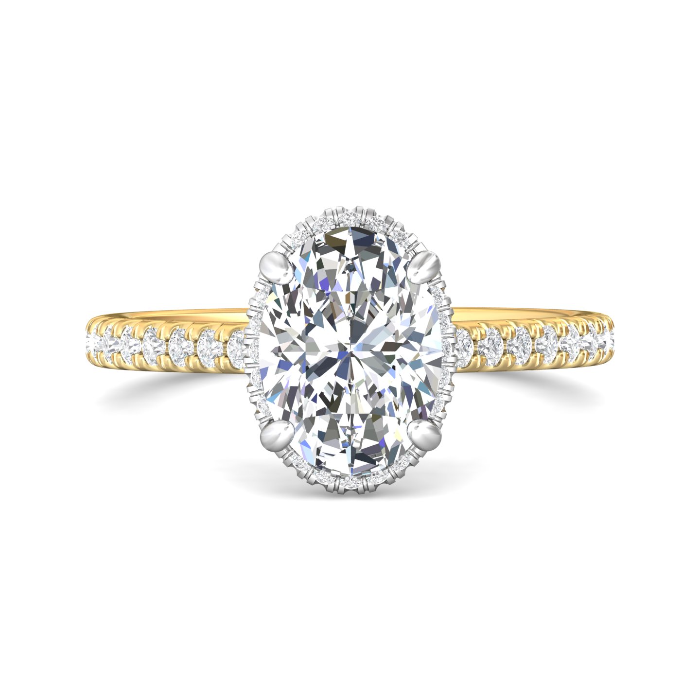 18K Yellow Gold and Platinum Oval Diamond Engagement Ring
