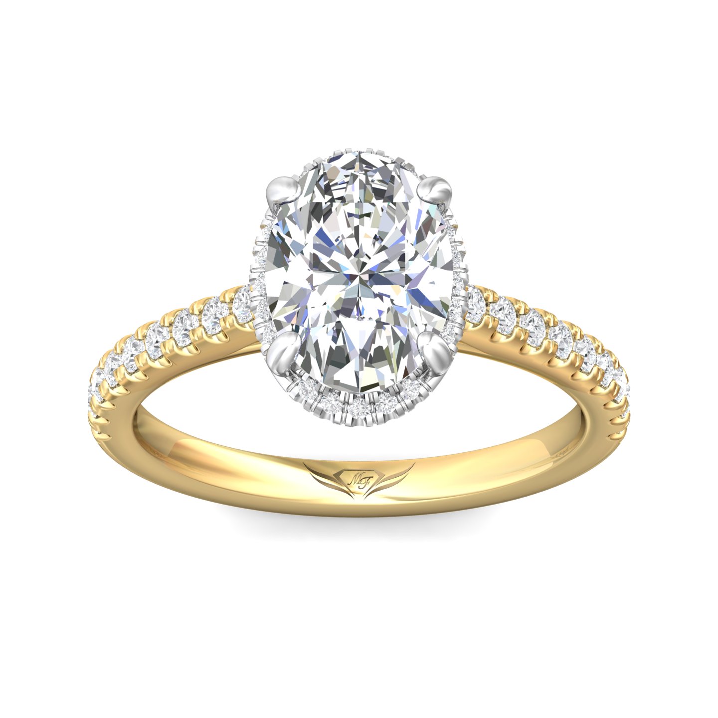 18K Yellow Gold and Platinum Oval Diamond Engagement Ring