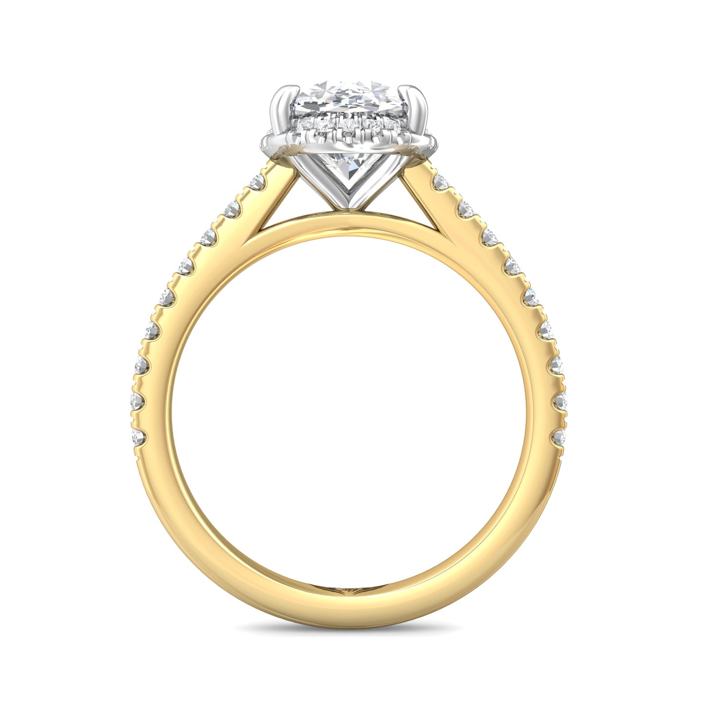 18K Yellow Gold and Platinum Oval Diamond Engagement Ring