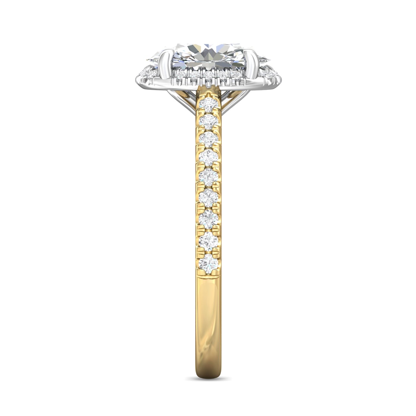 18K Yellow Gold and Platinum Oval Diamond Engagement Ring