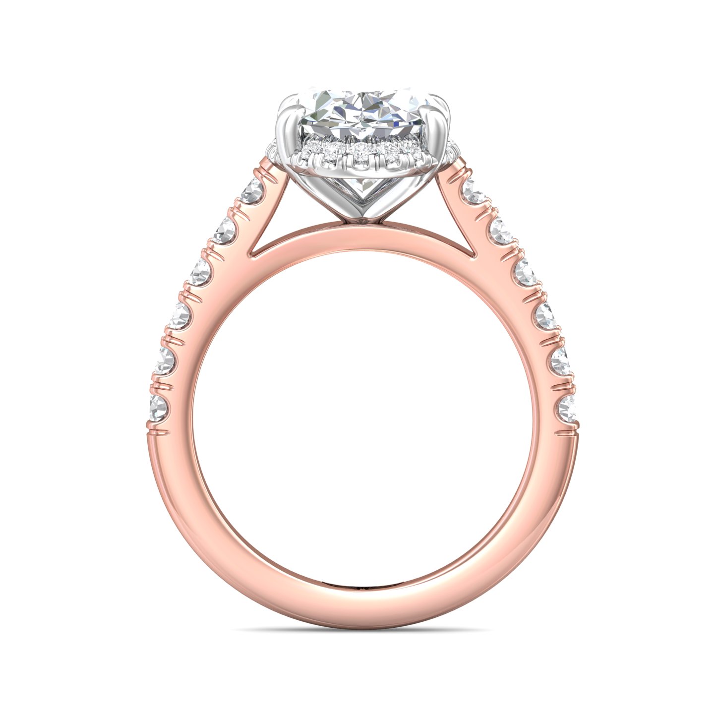 18K White and Rose Gold Oval Diamond Engagement Ring