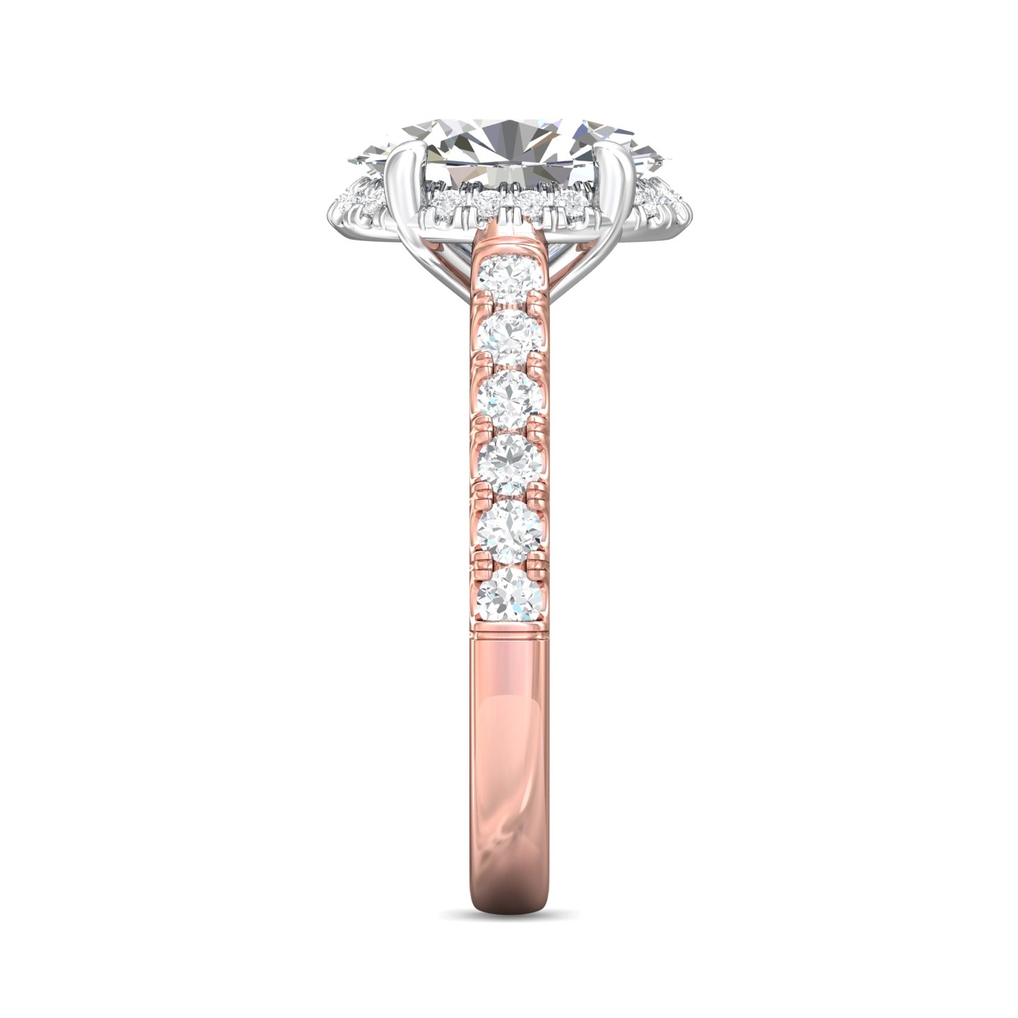 18K White and Rose Gold Oval Diamond Engagement Ring