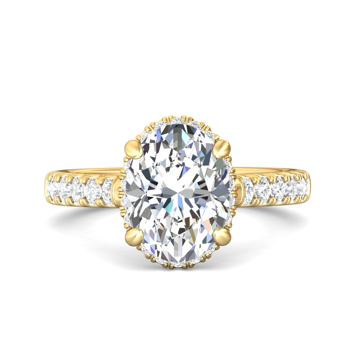 14K Yellow Gold Oval Diamond Engagement Ring