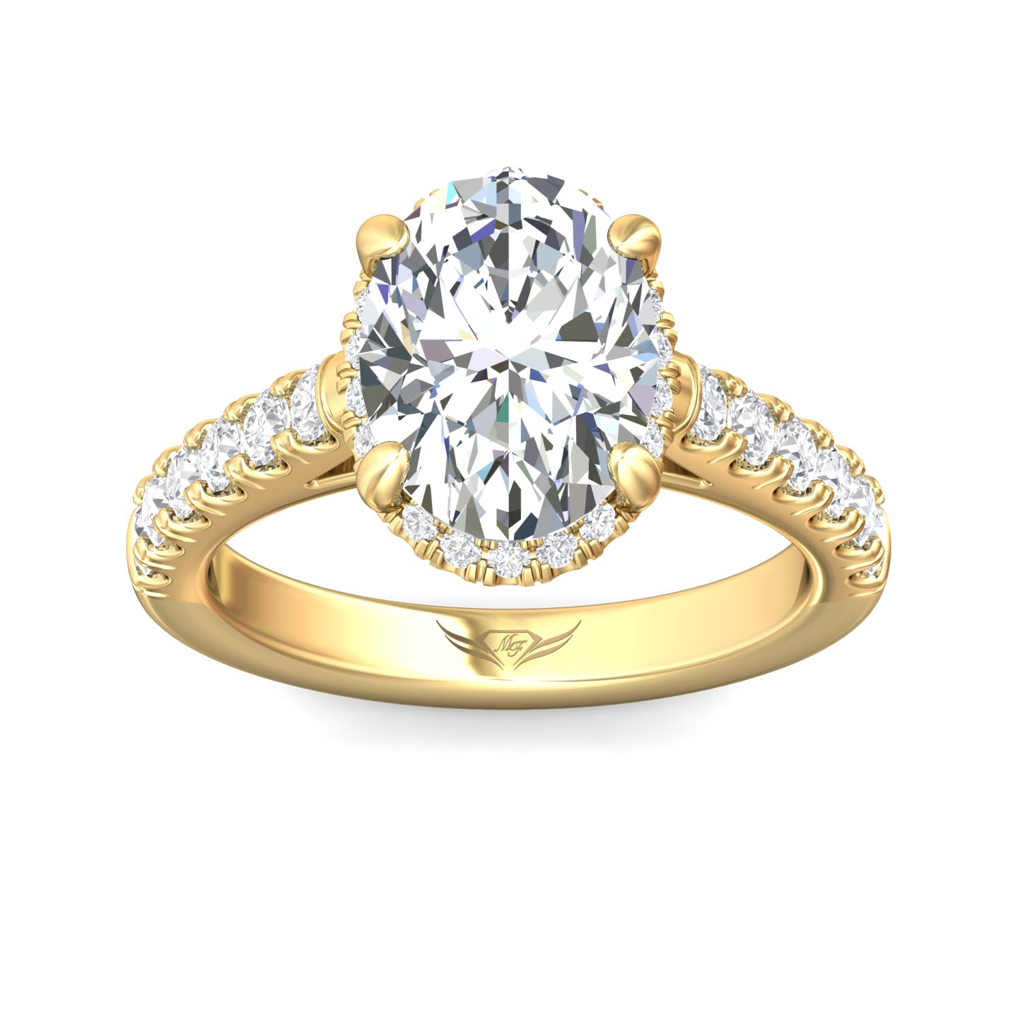 14K Yellow Gold Oval Diamond Engagement Ring