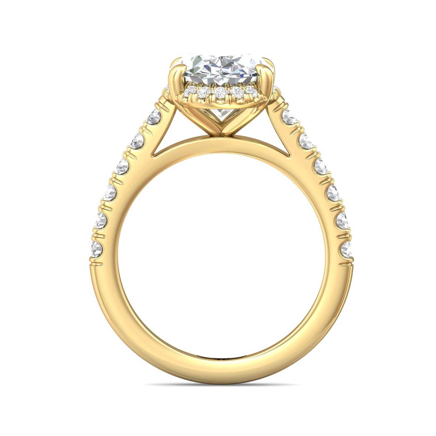 14K Yellow Gold Oval Diamond Engagement Ring