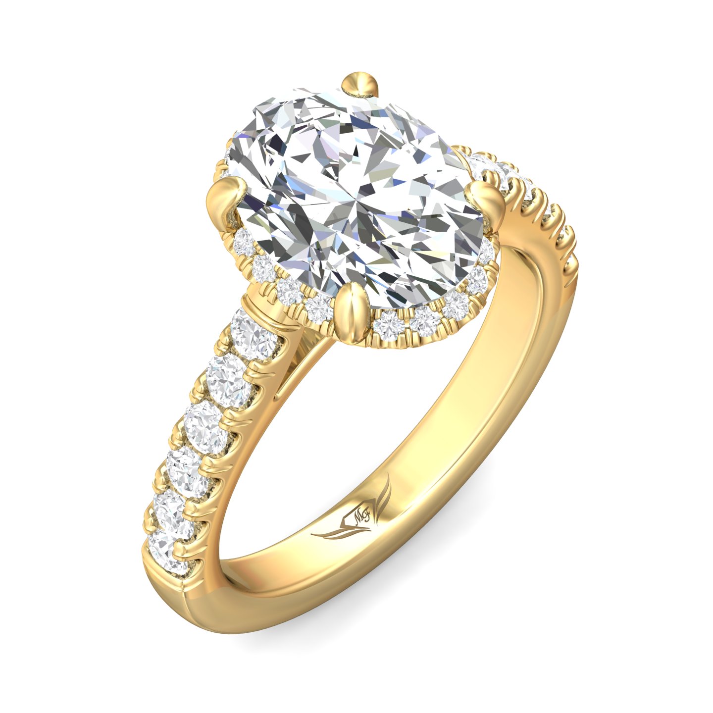 14K Yellow Gold Oval Diamond Engagement Ring