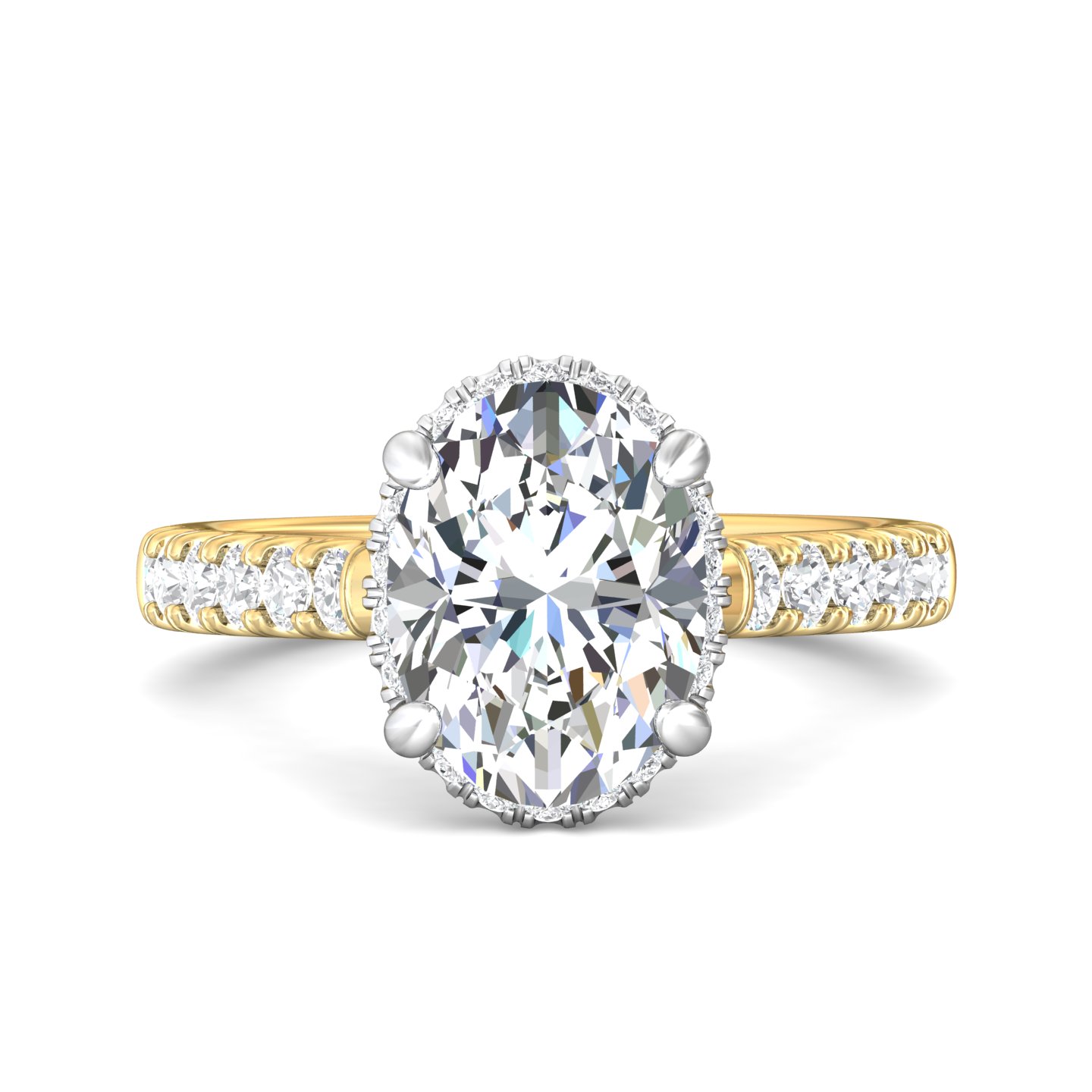 14K Yellow and White Gold Oval Diamond Engagement Ring