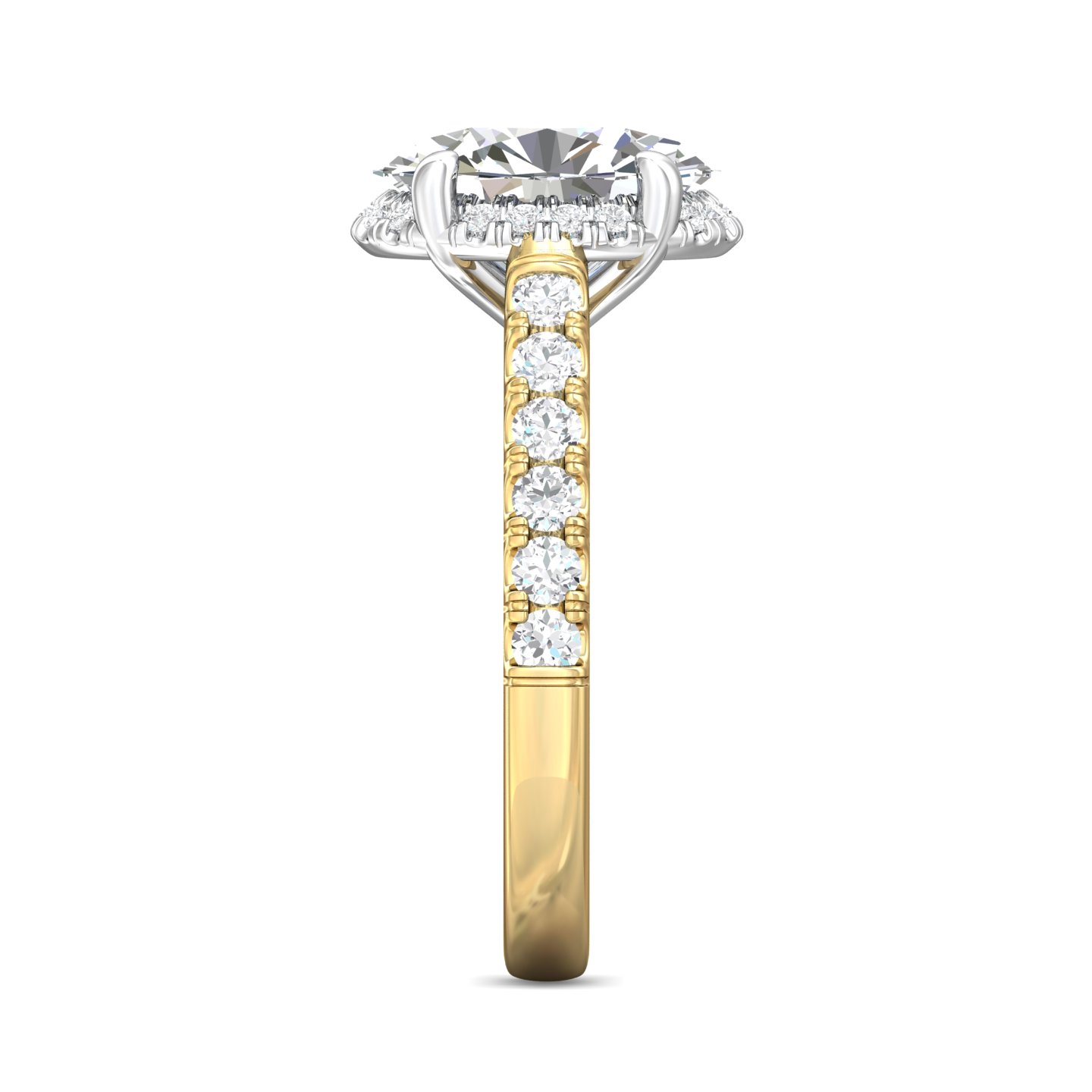 14K Yellow and White Gold Oval Diamond Engagement Ring