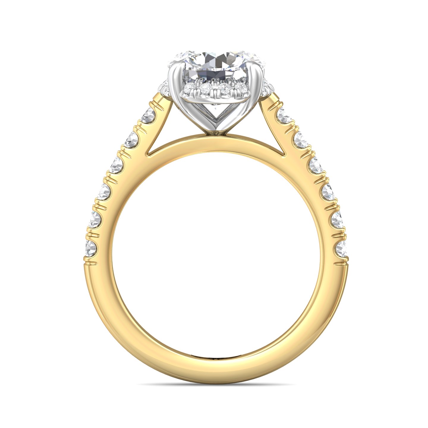 18K Yellow Gold and Platinum Round Diamond Engagement Ring