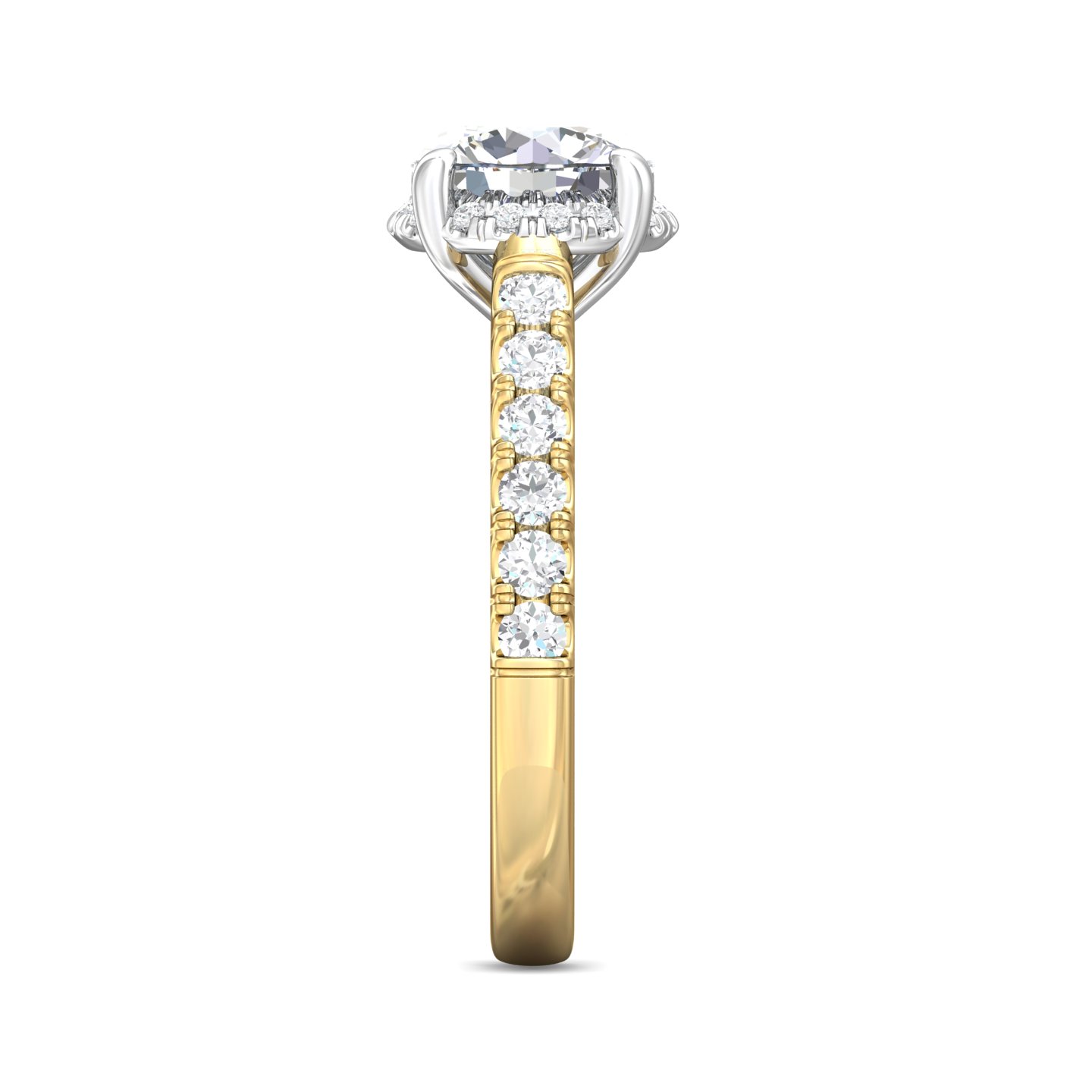 18K Yellow Gold and Platinum Round Diamond Engagement Ring