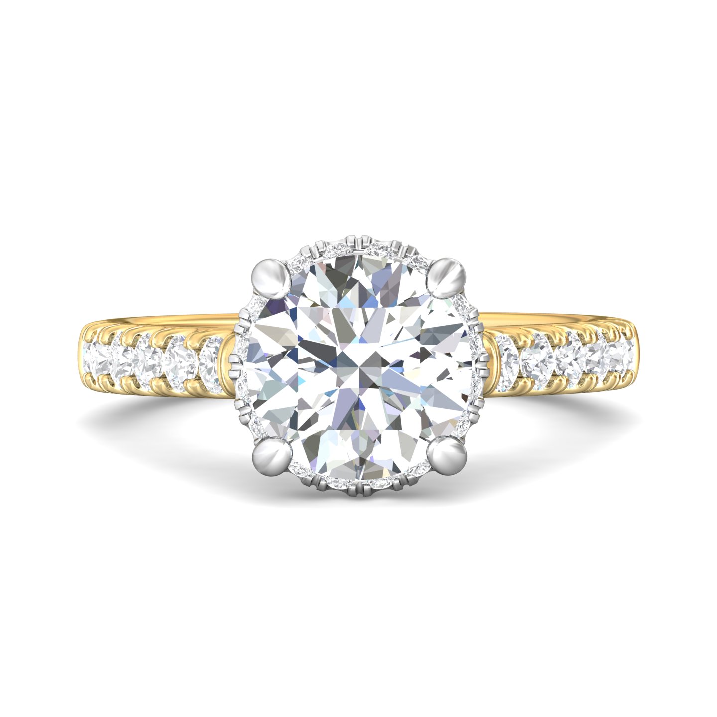 14K Yellow and White Gold Round Diamond Engagement Ring