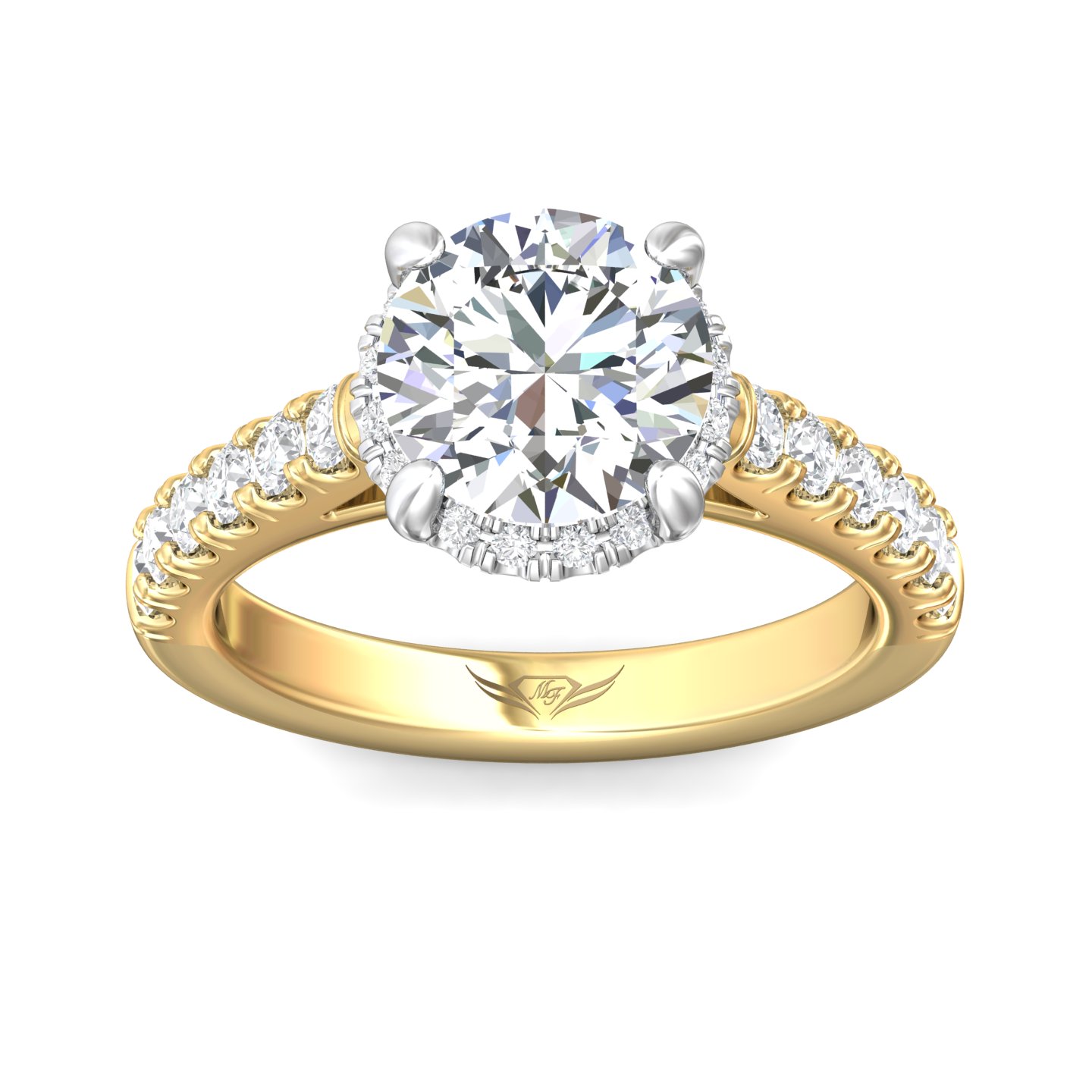 14K Yellow and White Gold Round Diamond Engagement Ring