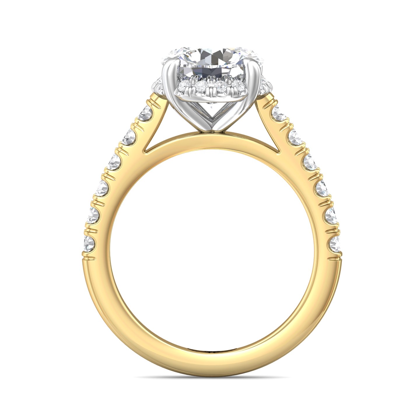 14K Yellow and White Gold Round Diamond Engagement Ring
