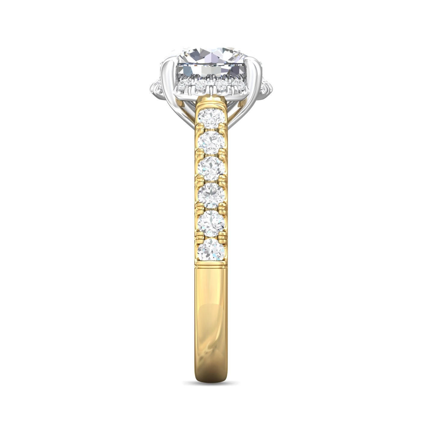 14K Yellow and White Gold Round Diamond Engagement Ring