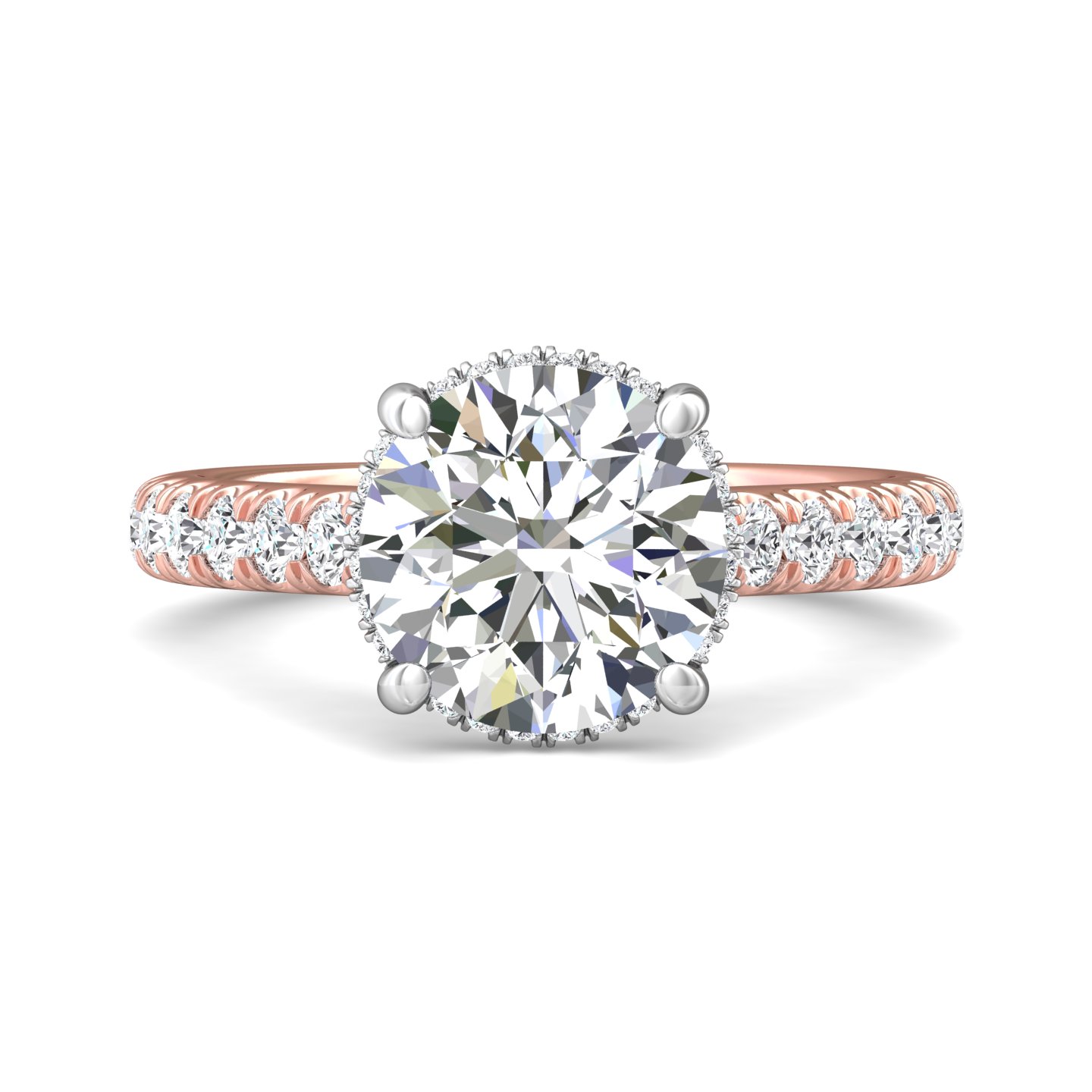 14K Rose and White Gold Round Diamond Engagement Ring