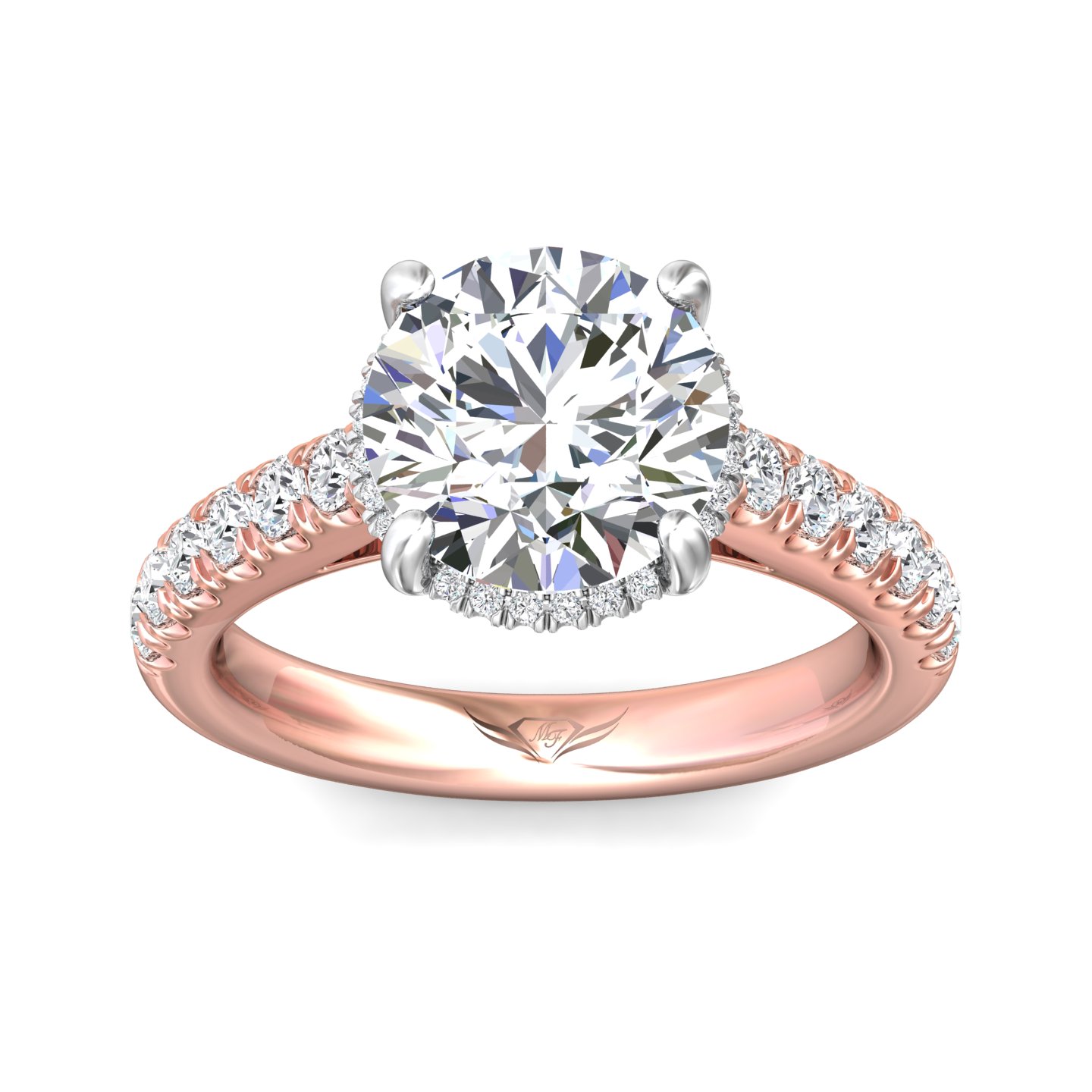 14K Rose and White Gold Round Diamond Engagement Ring