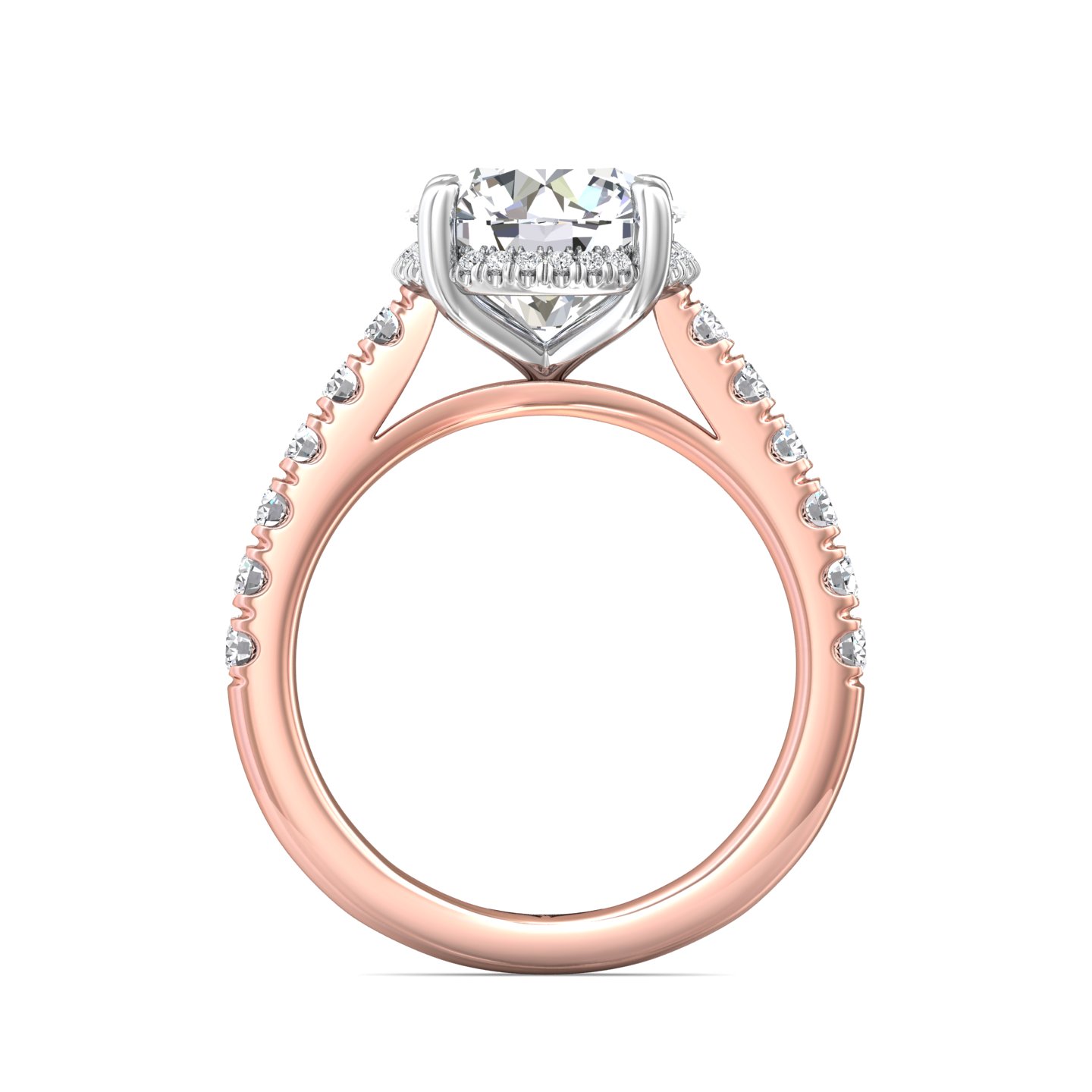 14K Rose and White Gold Round Diamond Engagement Ring