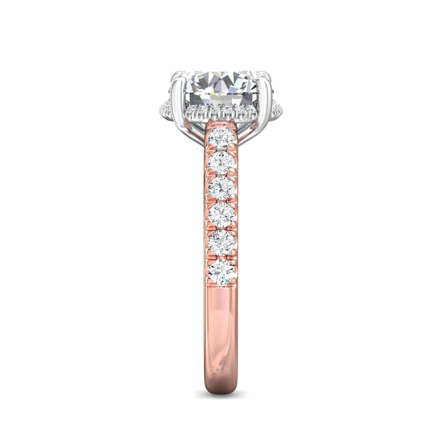 14K Rose and White Gold Round Diamond Engagement Ring