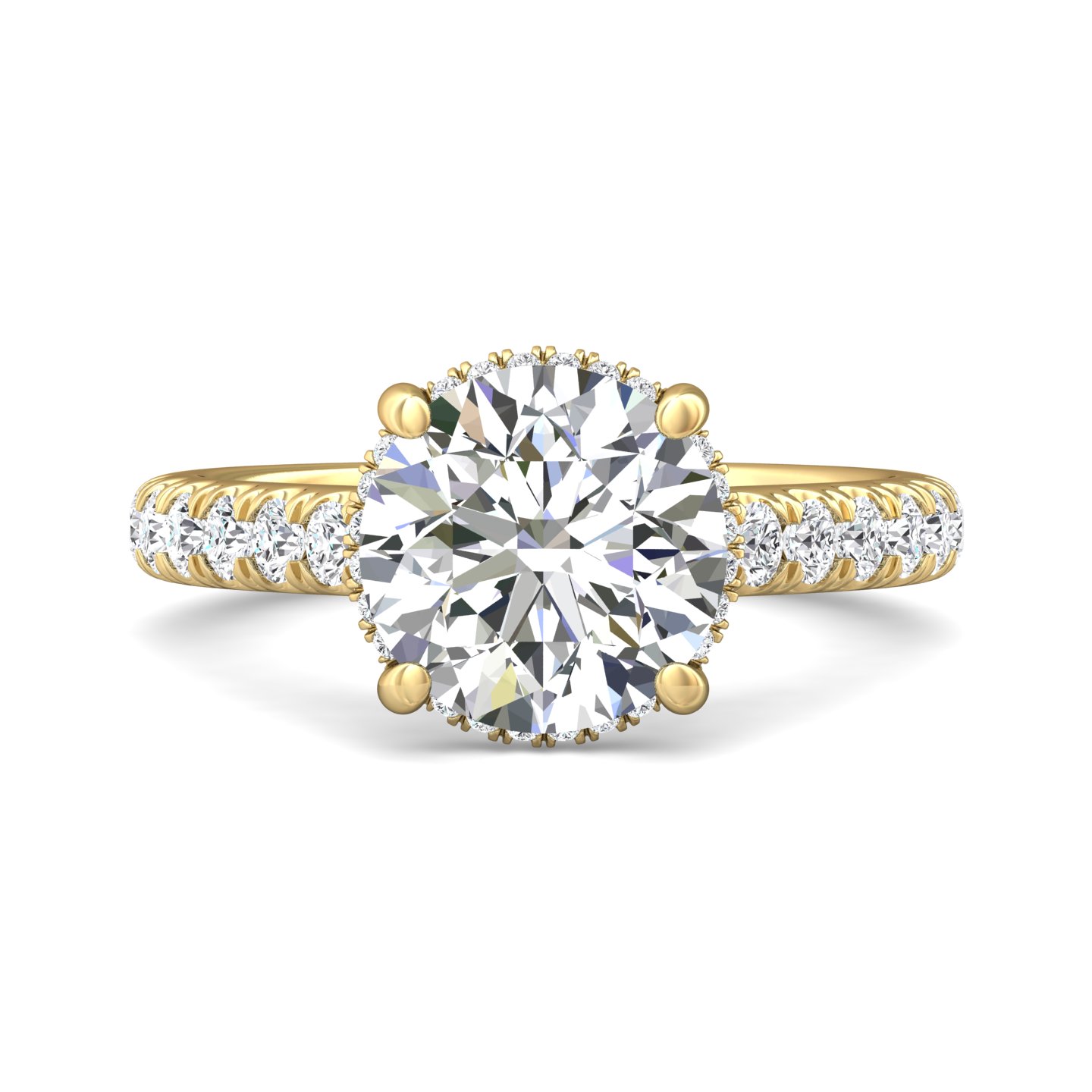 14K Yellow and White Gold Round Diamond Engagement Ring