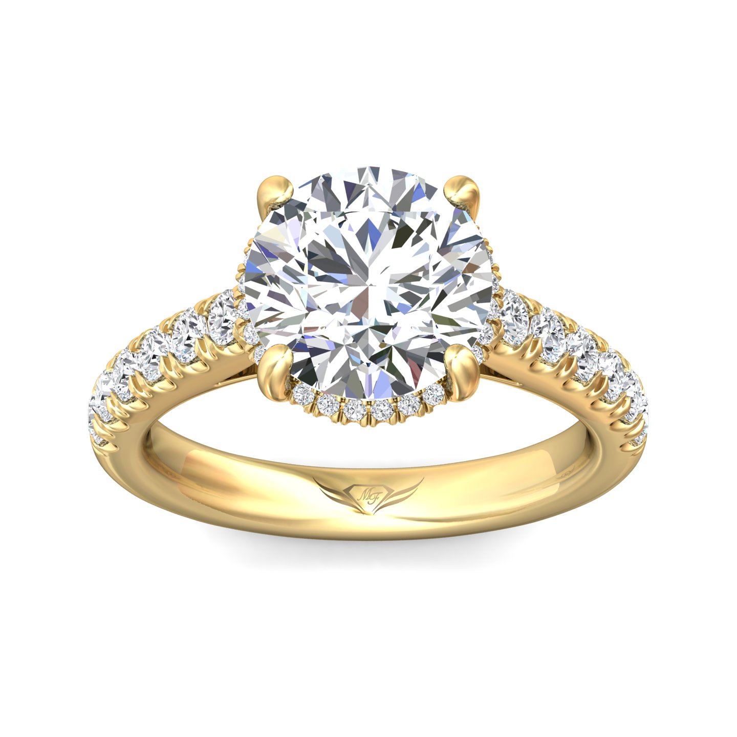 18K Yellow Gold Round Diamond Engagement Ring