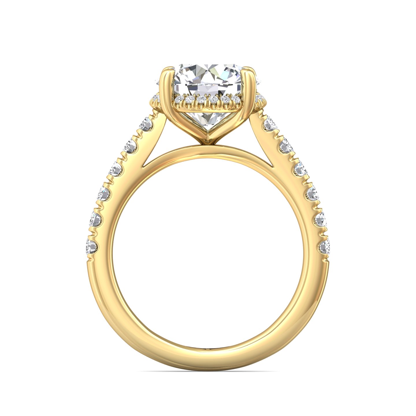 18K Yellow Gold Round Diamond Engagement Ring