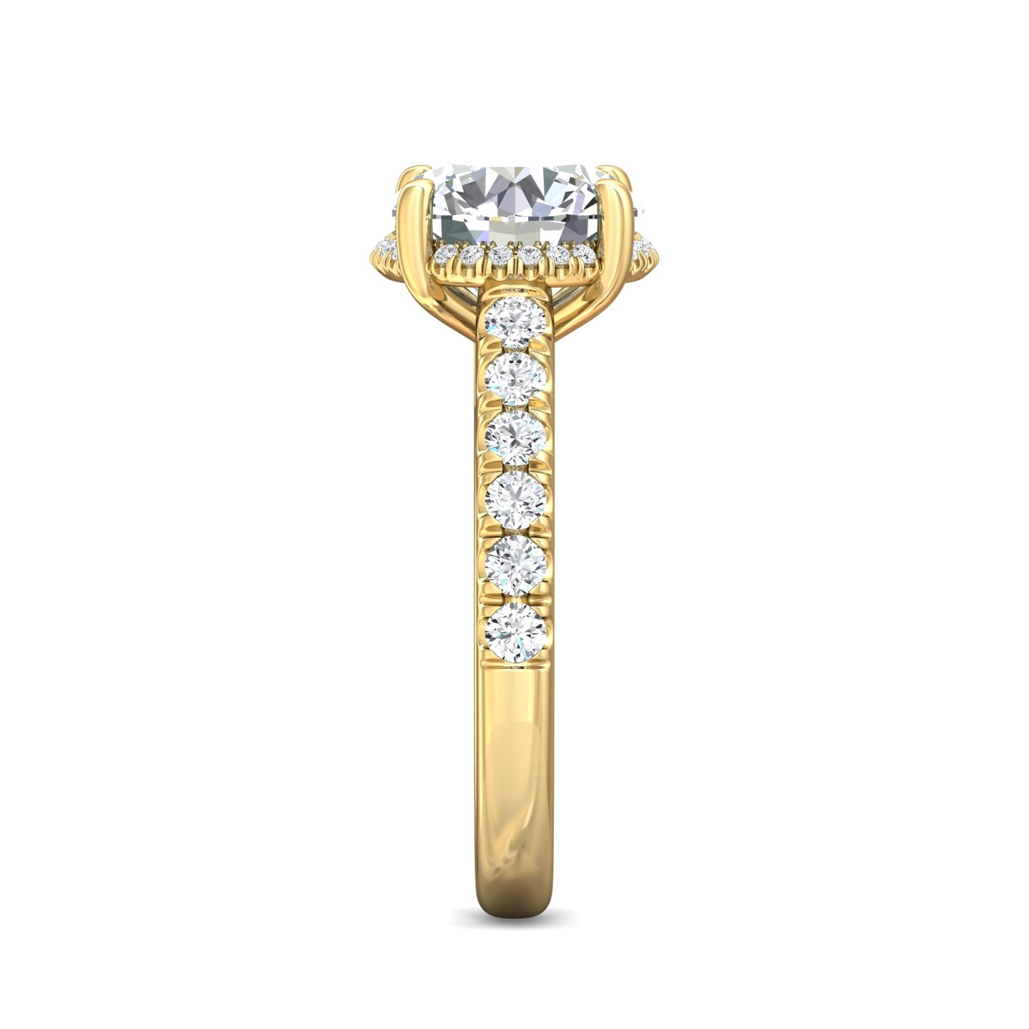 18K Yellow Gold Round Diamond Engagement Ring