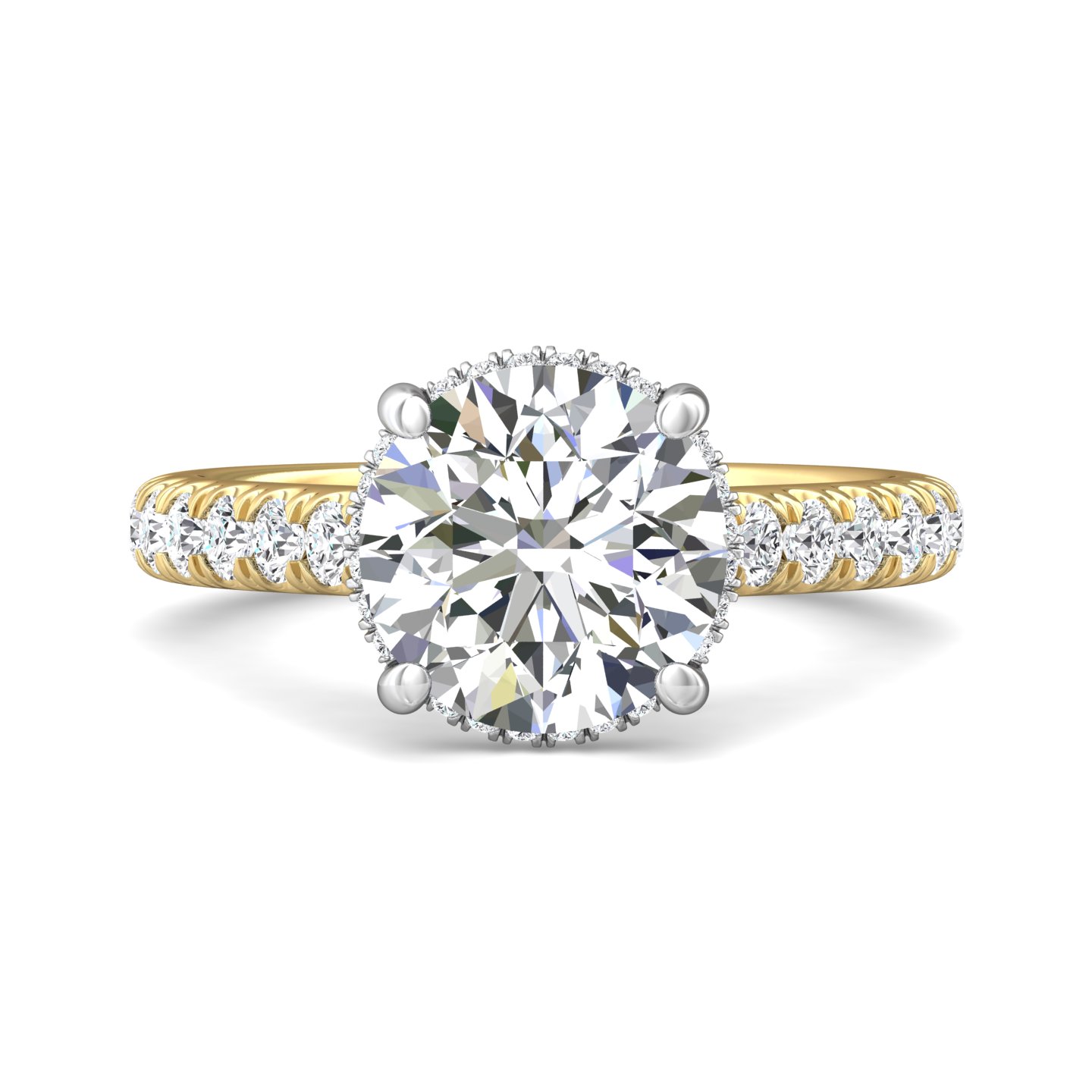 14K Yellow and White Gold Round Diamond Engagement Ring