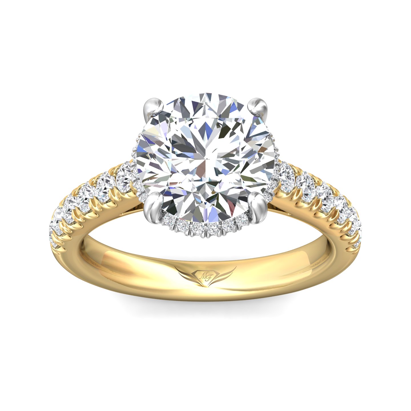 14K Yellow and White Gold Round Diamond Engagement Ring