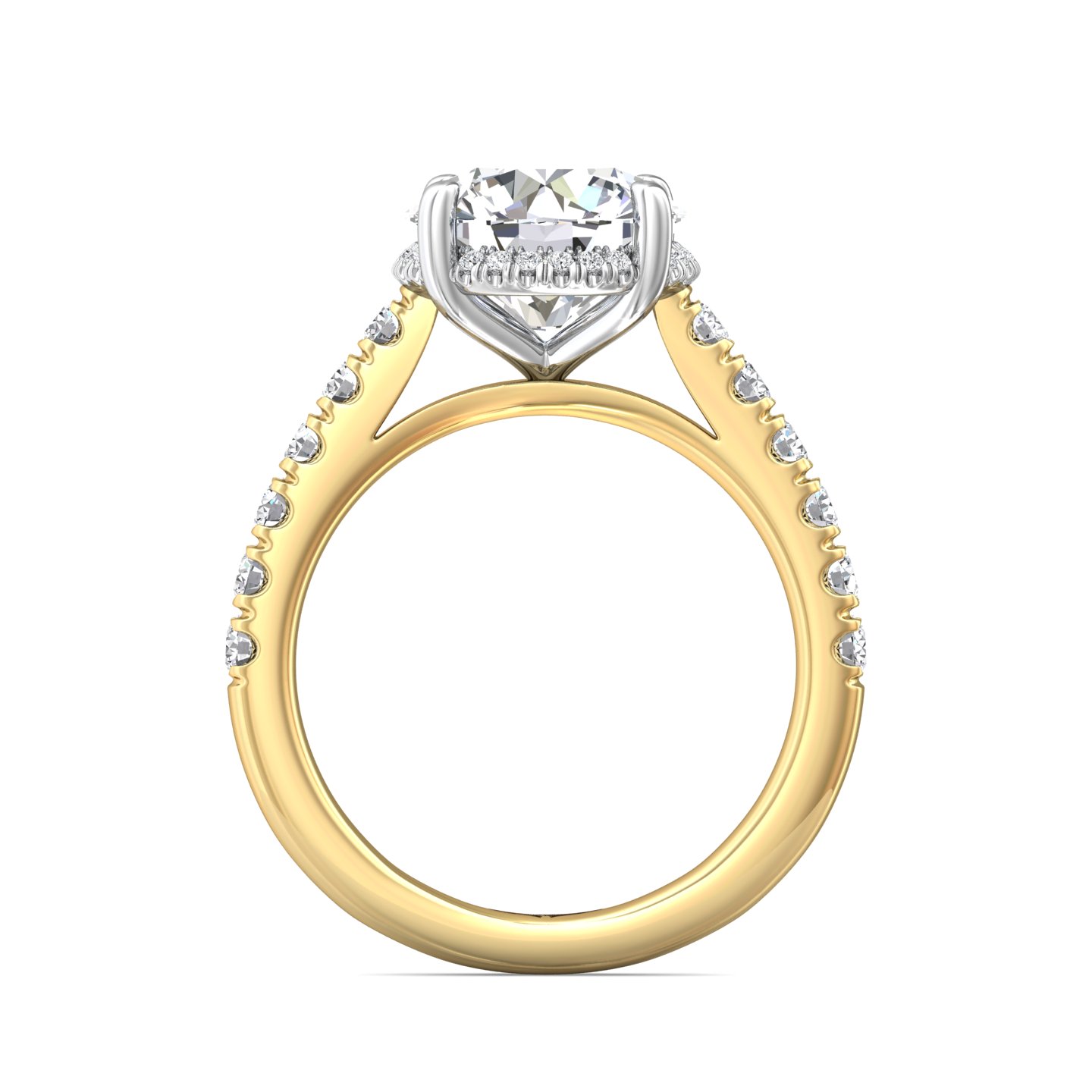 14K Yellow and White Gold Round Diamond Engagement Ring