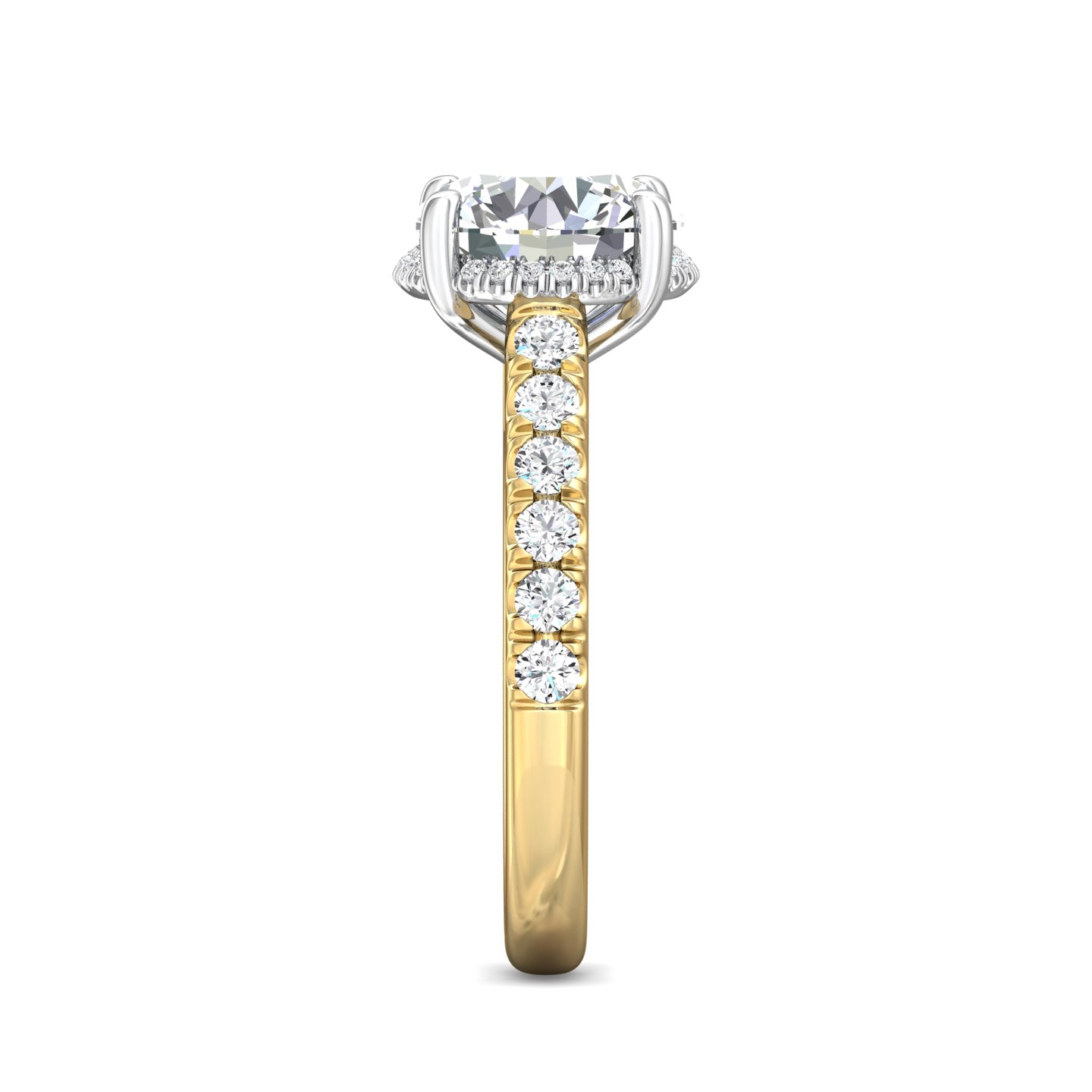 14K Yellow and White Gold Round Diamond Engagement Ring