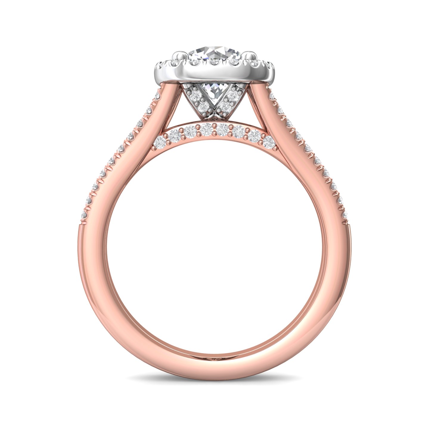 14K Rose and White Gold Cushion Diamond Engagement Ring