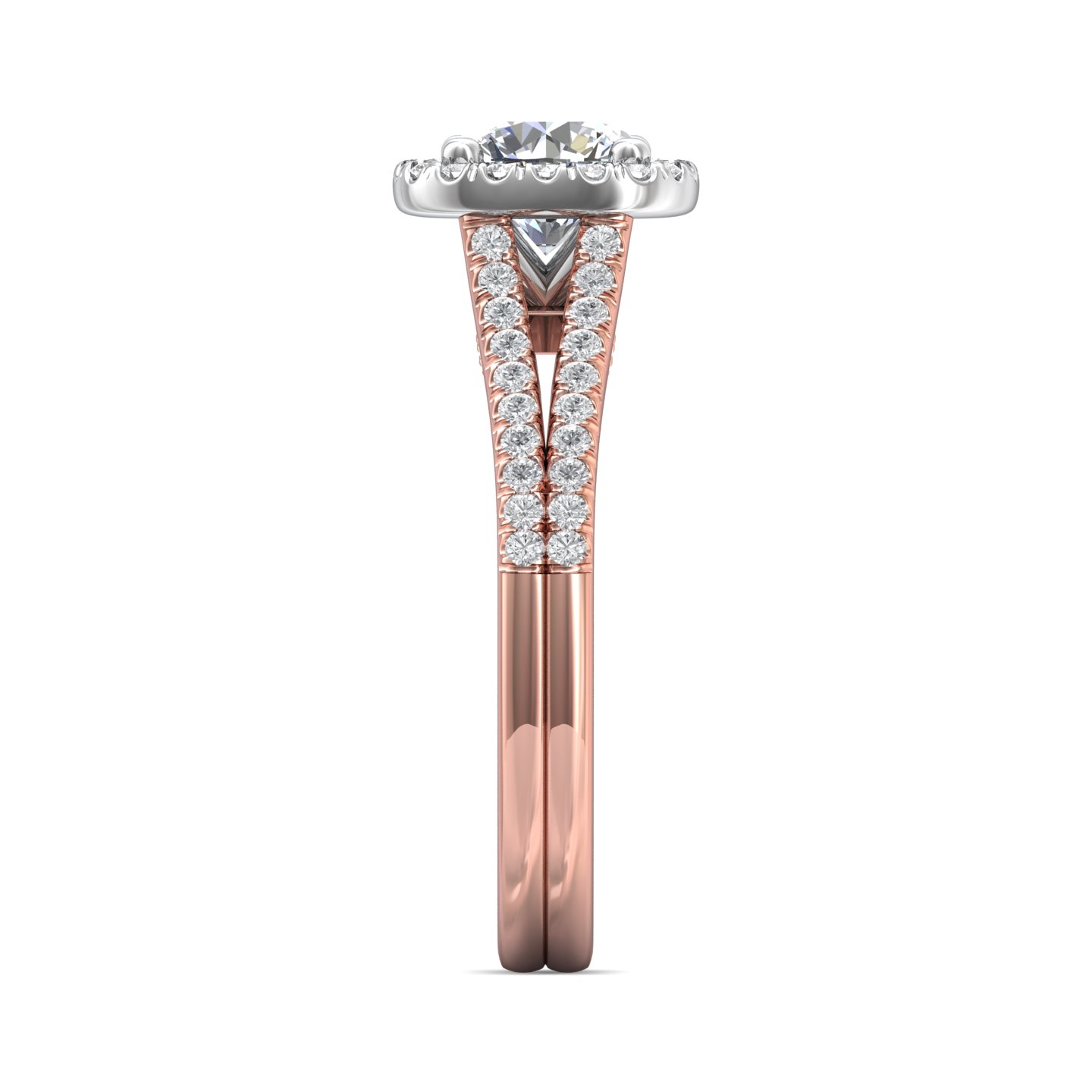 14K Rose and White Gold Cushion Diamond Engagement Ring