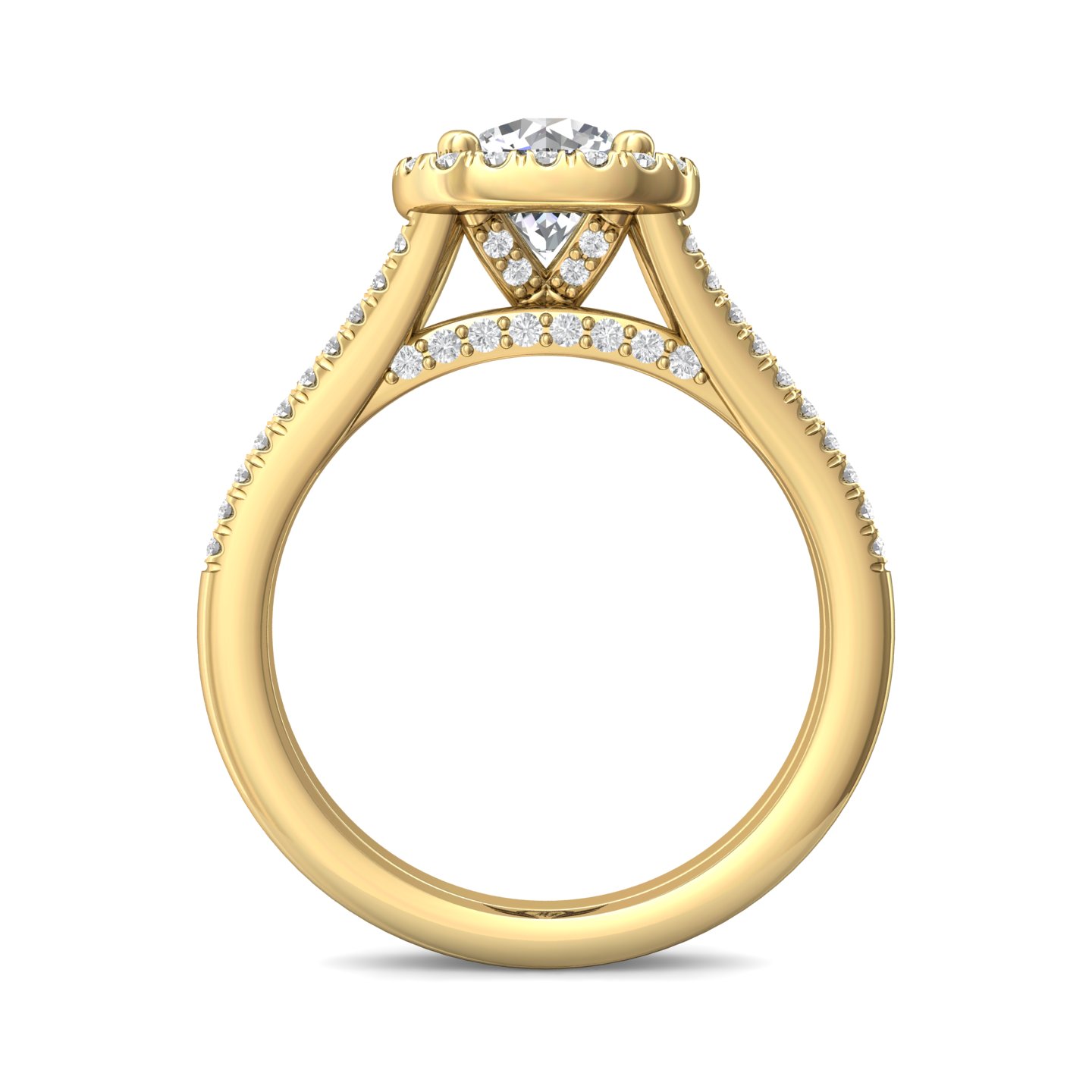 14K Yellow Gold Cushion Diamond Engagement Ring