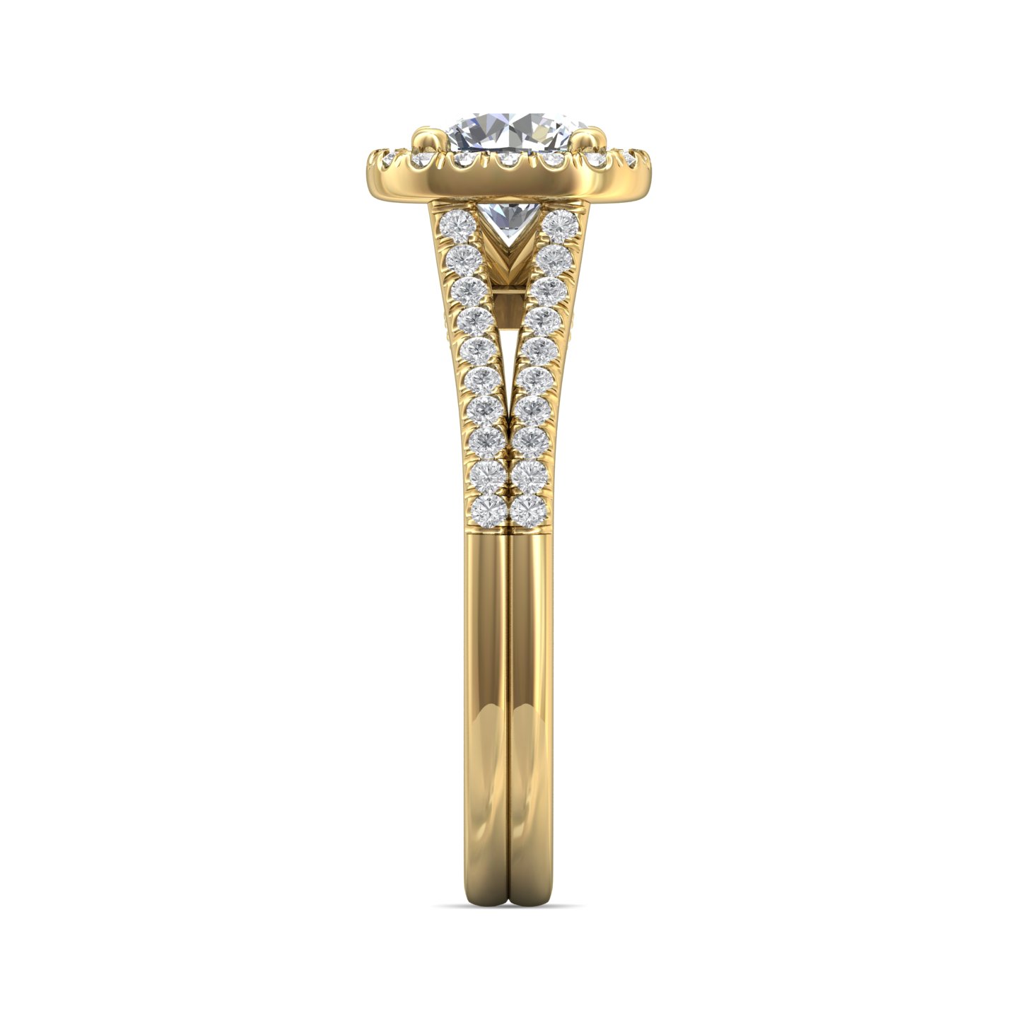 14K Yellow Gold Cushion Diamond Engagement Ring