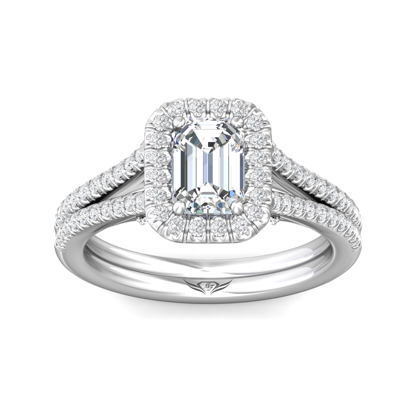 Platinum Emerald Cut Diamond Engagement Ring