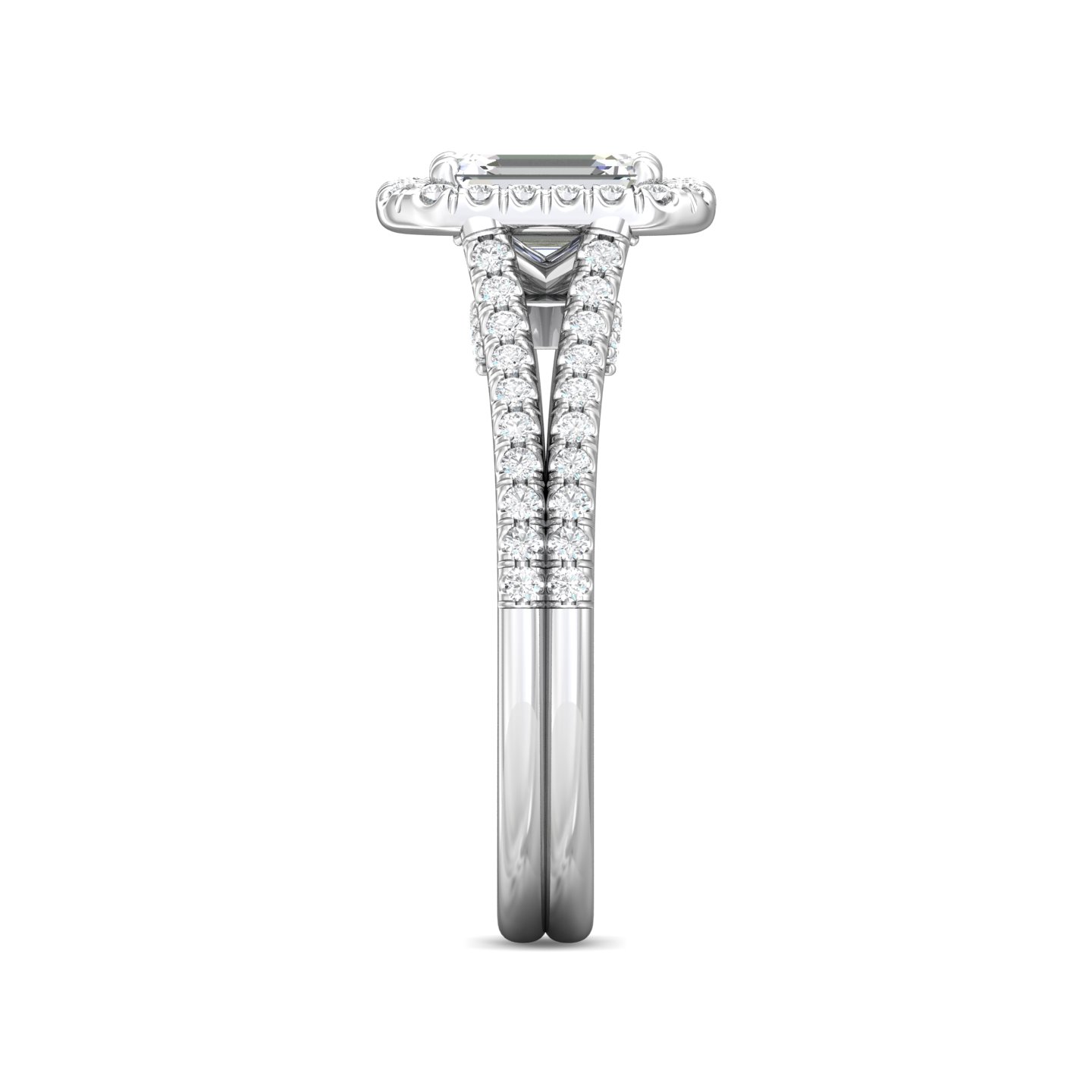 Platinum Emerald Cut Diamond Engagement Ring