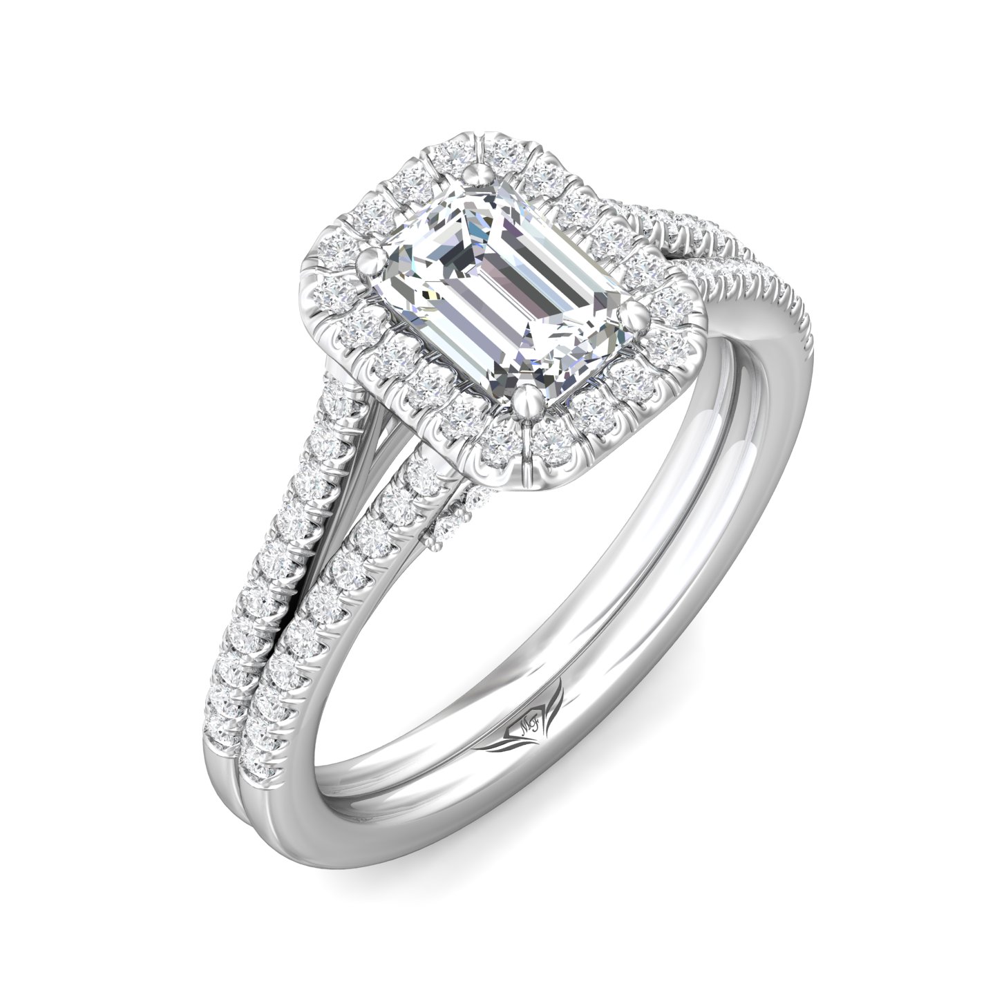 Platinum Emerald Cut Diamond Engagement Ring