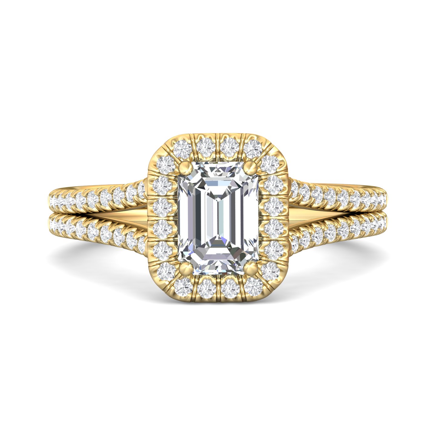 14K Yellow Gold Emerald Cut Diamond Engagement Ring