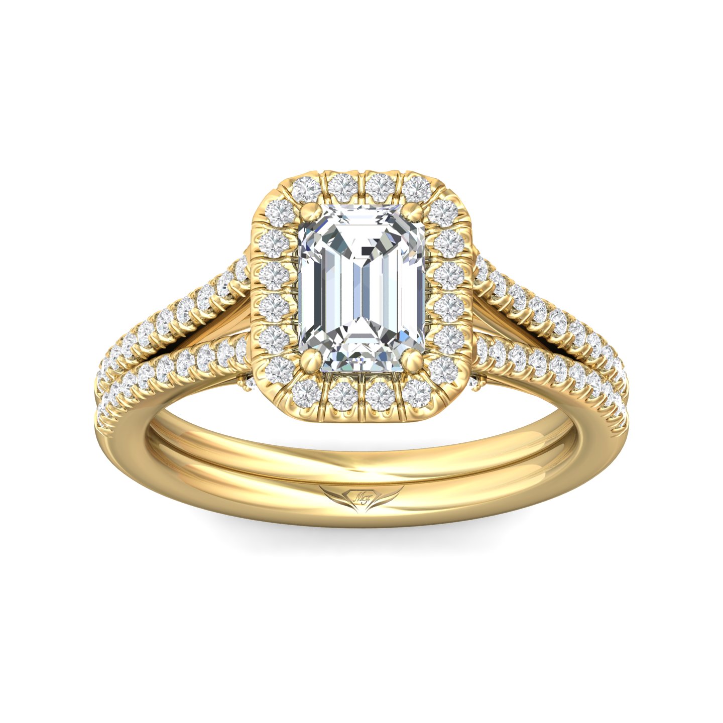 18K Yellow Gold Emerald Cut Diamond Engagement Ring