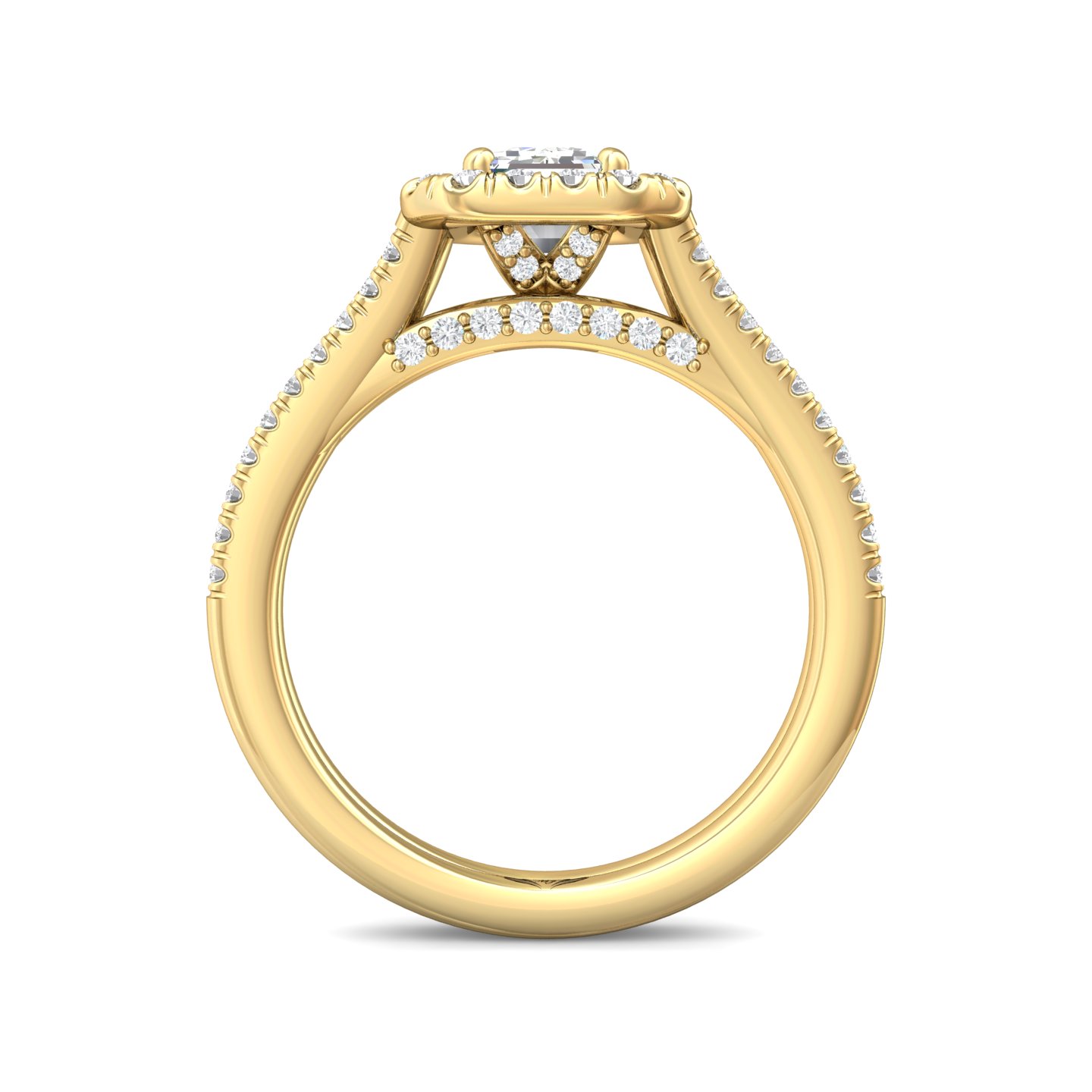 18K Yellow Gold Emerald Cut Diamond Engagement Ring
